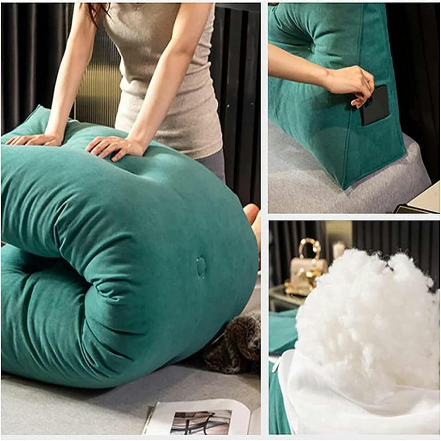 Triangular Headboard Pillow, Upholstered Headboard Cushion Washable Solid Color Bed Rest Positioning Long Support Pillow Bed Rest Pillows(Coffee,100 * 50 * 20cm)