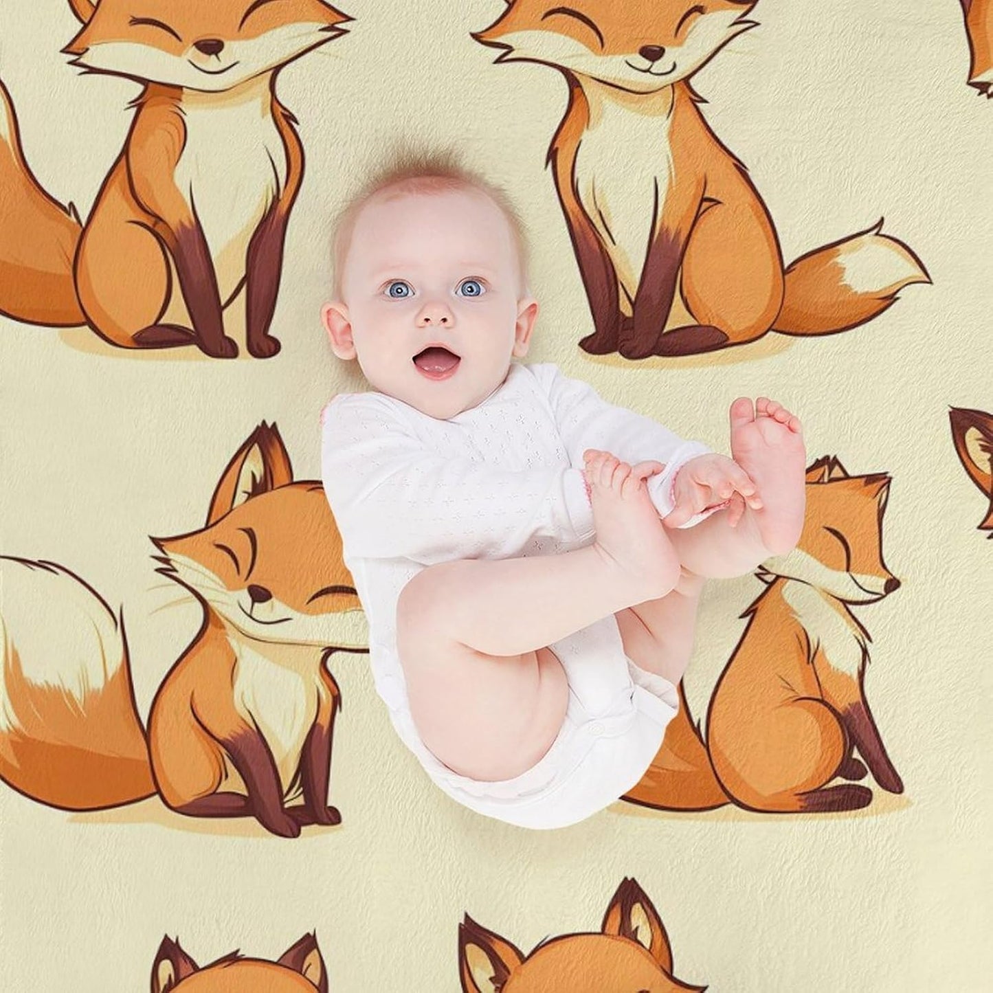 Foxes Print Throw Blanket for Couch Bed Plush Cozy Fuzzy Flannel Blanket for All Season 55"x70"