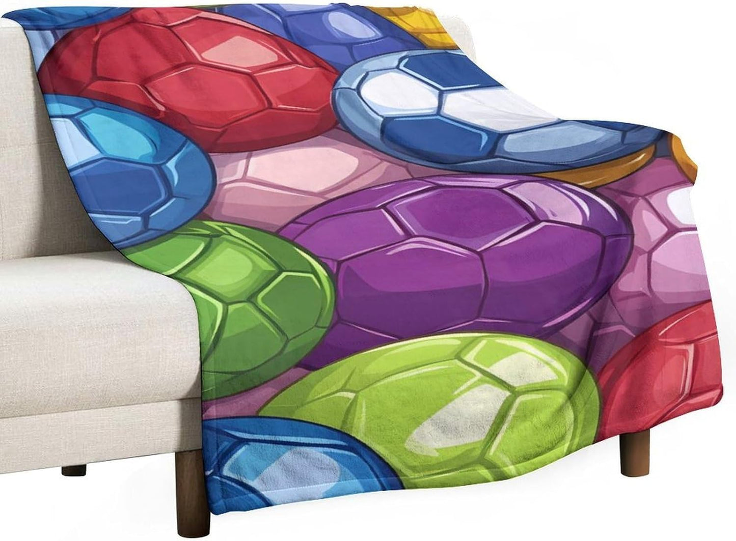 Football Colorful Socer Ball Throw Blanket for Couch Bed Plush Cozy Fuzzy Flannel Blanket for All Season 30"x50"