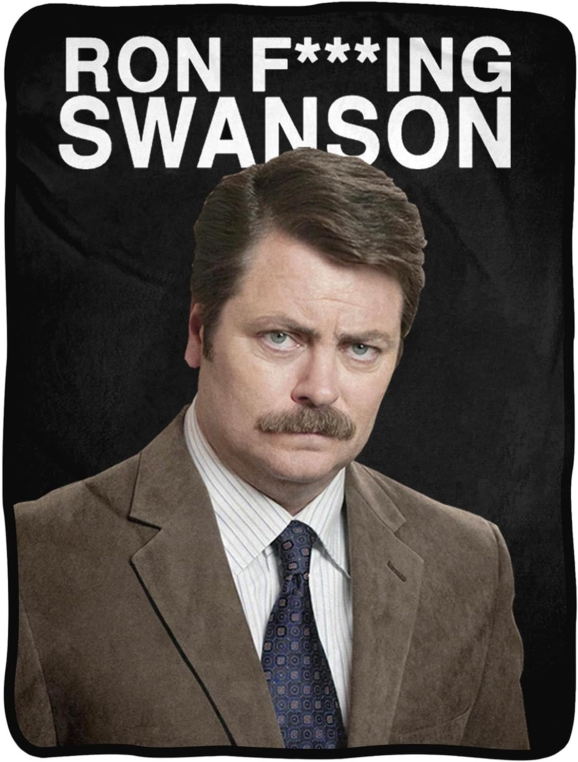 Parks And Recreation Ron F-ing Swanson Super Soft Fleece Throw Blanket, Black, One Size