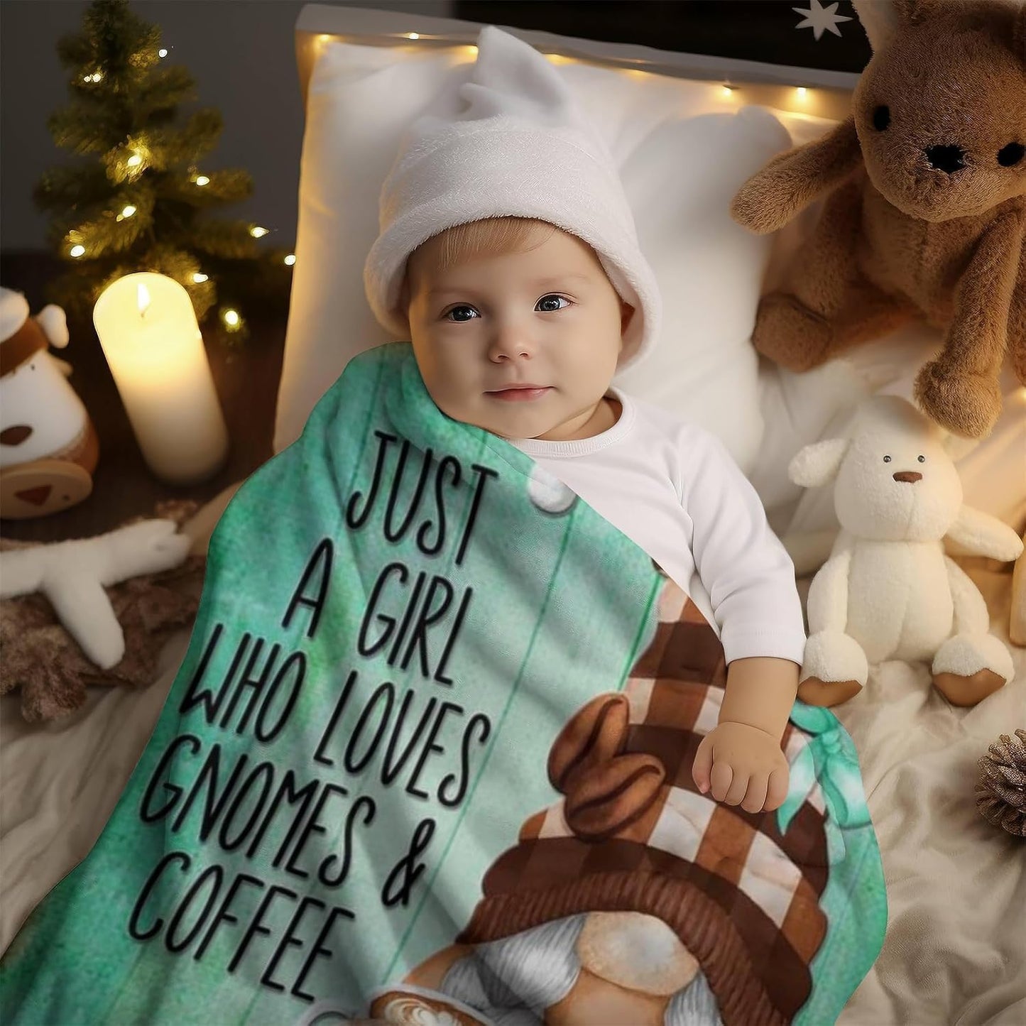 Coffee Gnome Blanket for Girls- Gnomes Gifts for Gnome Lovers, Daughter, Kids, Galentine's Day Soft Spring Gnome Theme Throw Blanket, 50x40 Inches