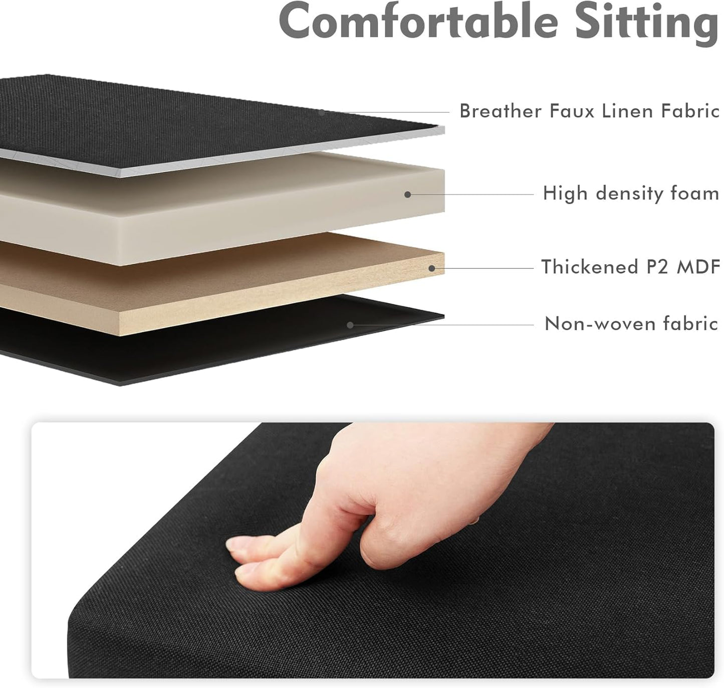 B FSOBEIIALEO Storage Ottoman Cube, Linen Small Foot Rest Seat,for Living Room, Bedroom, Home Office, Dorm Storage Footrest Black 11.8"x11.8"x11.8"
