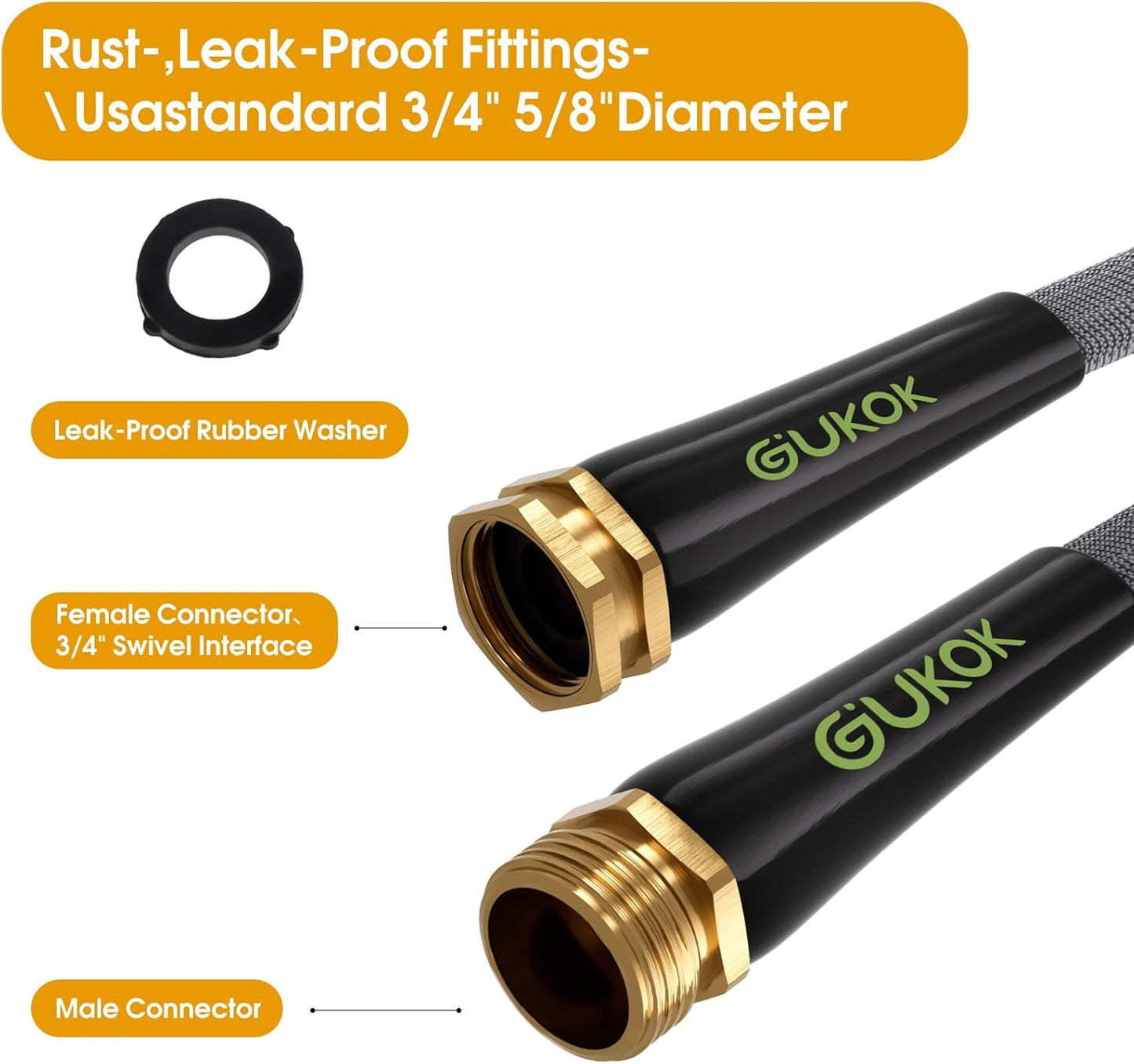 Garden Hose 100 FT, Non-Expanding Water Hose, Ultra-Light & Flexible, Burst-Resistant, Kink-Free, High-Pressure Garden Hose All-Weather Use for Lawns, Gardens, and Outdoor Cleaning