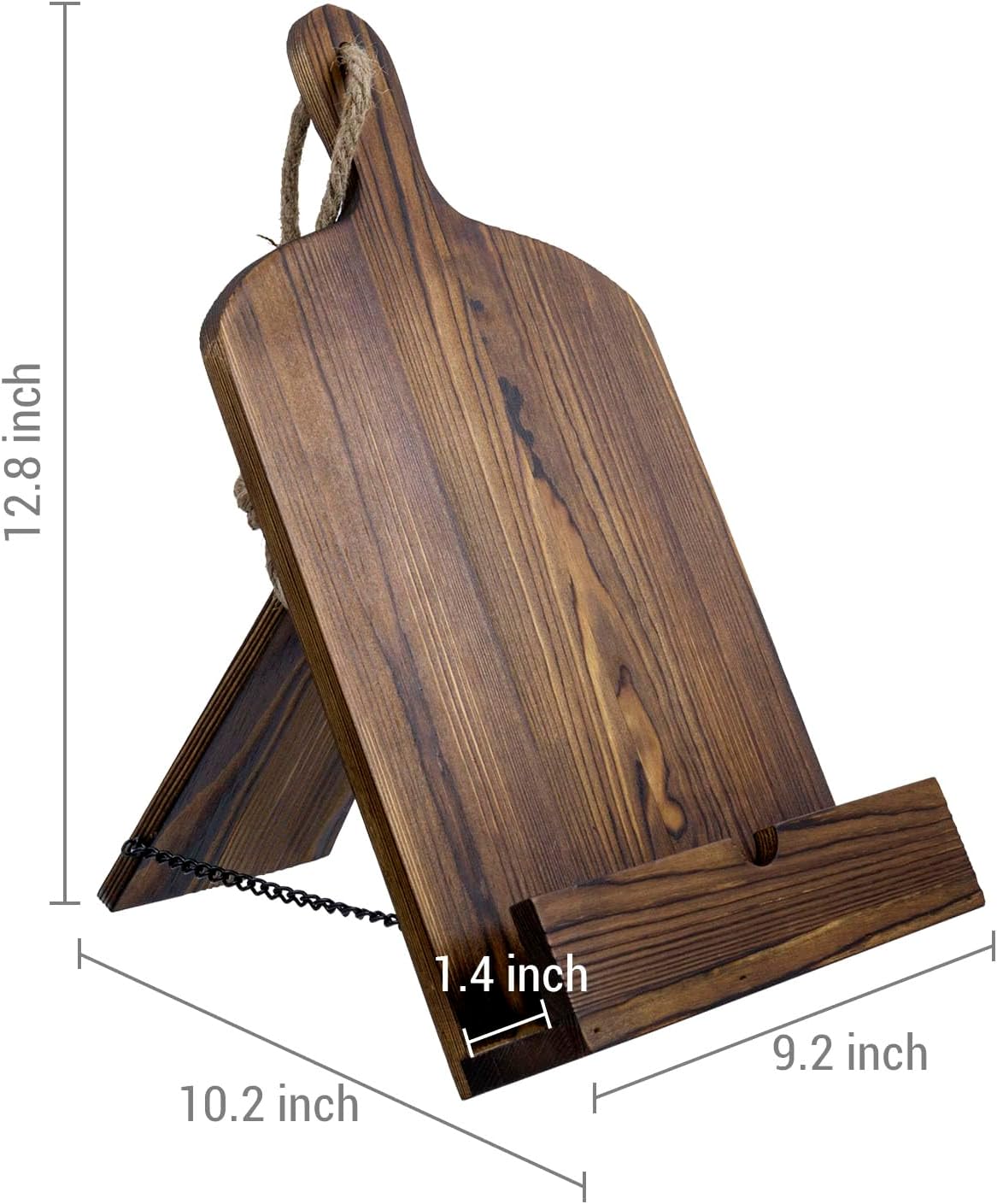 MyGift Cookbook Stand Recipe Book Holder with Brown Wood Cutting Board Design, Cookbook Holder for Countertop Display