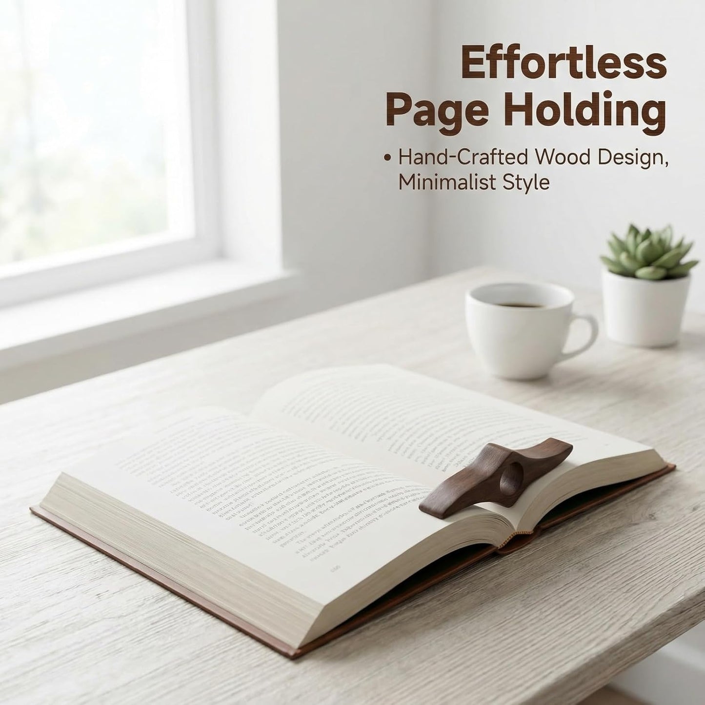 1 Pc Wooden Page Holder, Thumb Page Holder, Reading Accessories, Book Clip for Hands-Free Use, Ideal for Book Lovers & Daily Reading(Medium)