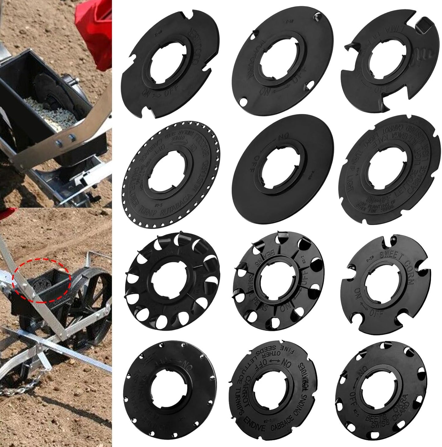 60009 60010 Optional Seed Plate 12 Set for EarthWay 10001 1001-B Garden Seeder Plants, Earth-Way Seed Plates, Works for Sweet Corn, Radish, Leek, Asparagus, Spinach, Carrot, Beans and More