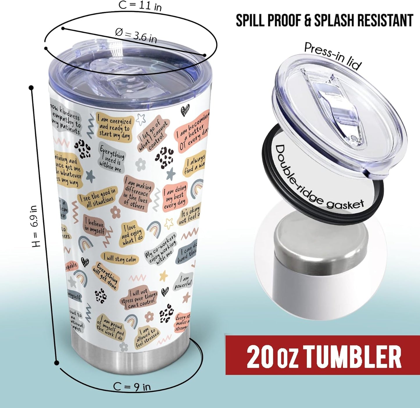OT Stainless Steel Insulated Tumbler - Gift for Occupational Therapists & Assistants - Appreciation or Graduation Present - OT Gift (Design 3)