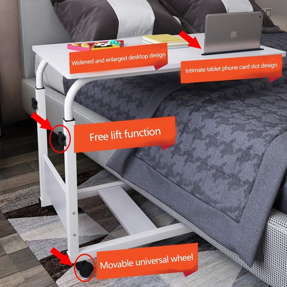 Adjustable Overbed Table with Lockable Wheels - Rolling Bedside Eating Tray for Elderly, Bedridden - Height Adjustable Medical Table for Reading