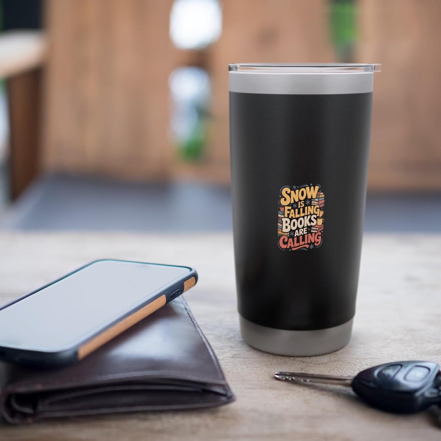 Snow Is Falling Books Are Calling Cozy Reading Quote Stainless Steel Insulated Tumbler