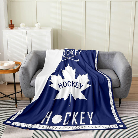 Feelyou Ice Hockey Fleece Throw Blanket Ice Hockey City Flannel Blanket Plush Fuzzy Throw 50"x60" Gifts for Men Women Boy Lacrosse for Bed Couch Chair Living Room Winter Sports Modern Fashion