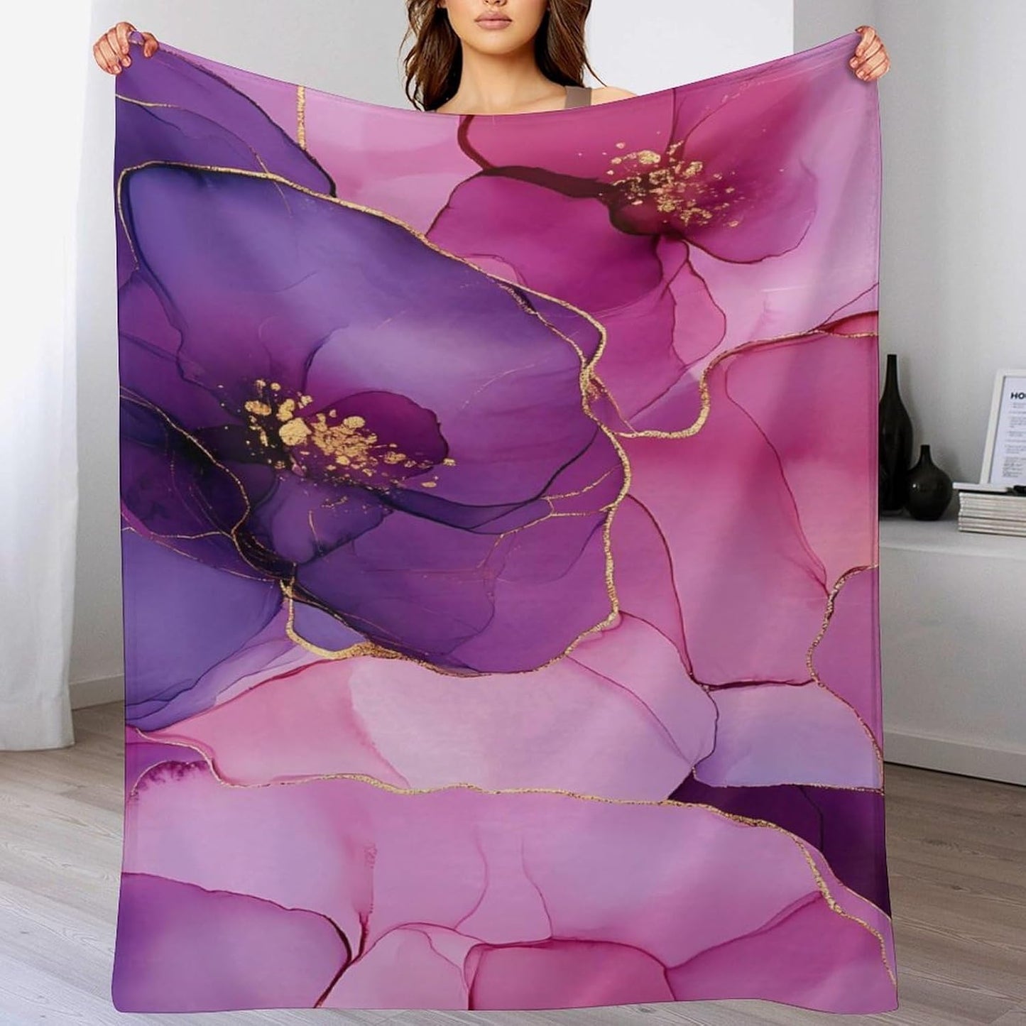Marble Tie Dye Gradient Throw Blanket for Couch Bed Plush Cozy Fuzzy Flannel Blanket for All Season 30"x50"