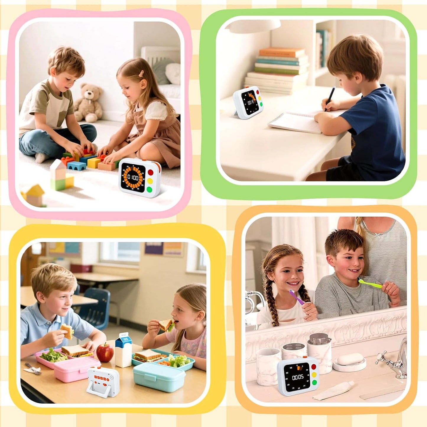 PHILORN Digital Visual Timer for Kids, with Coloured Progress bar, 60-Minute Countdown and Adjustable Volume and Brightness for Calm Transitions, Classroom & Home Kitchen Cooking Baking