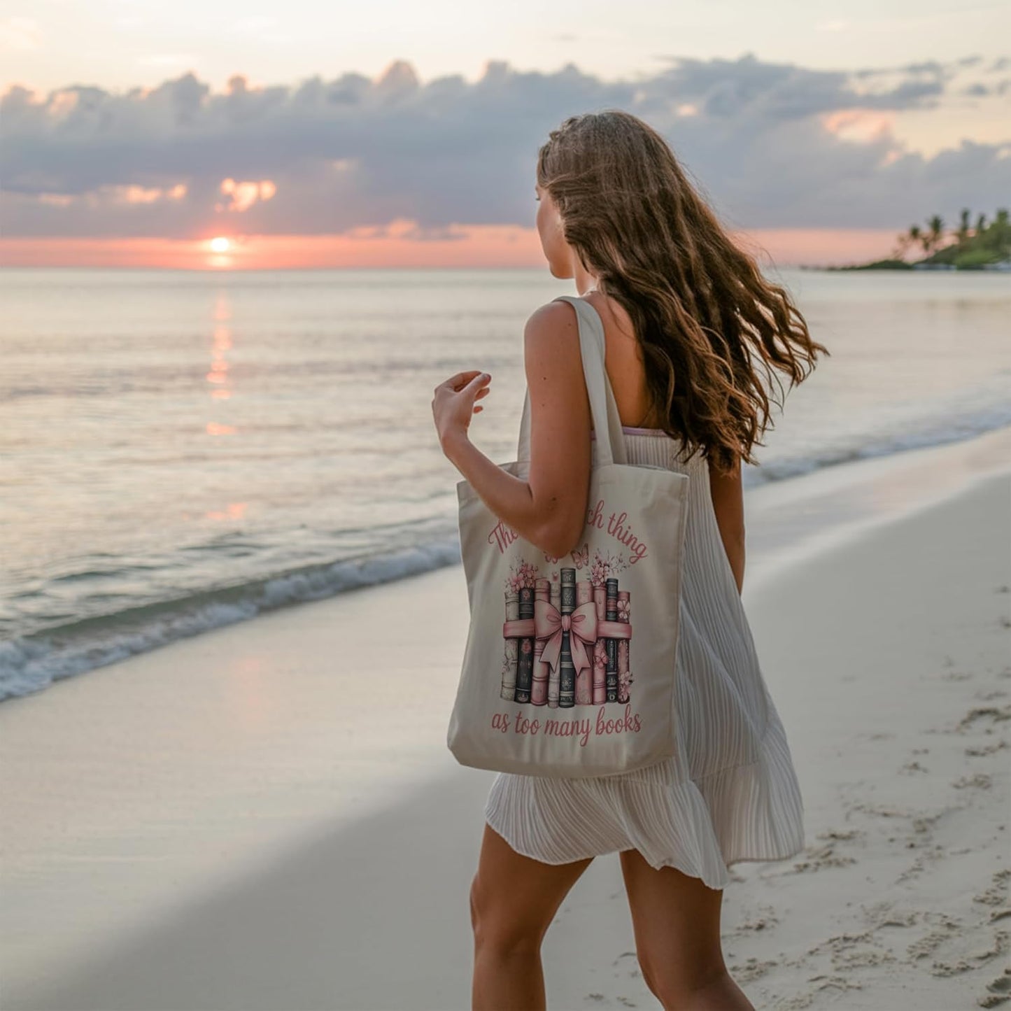 Aesthetic Canvas Tote Bag, Cute Reusable Bags for Women with Inner Pocket