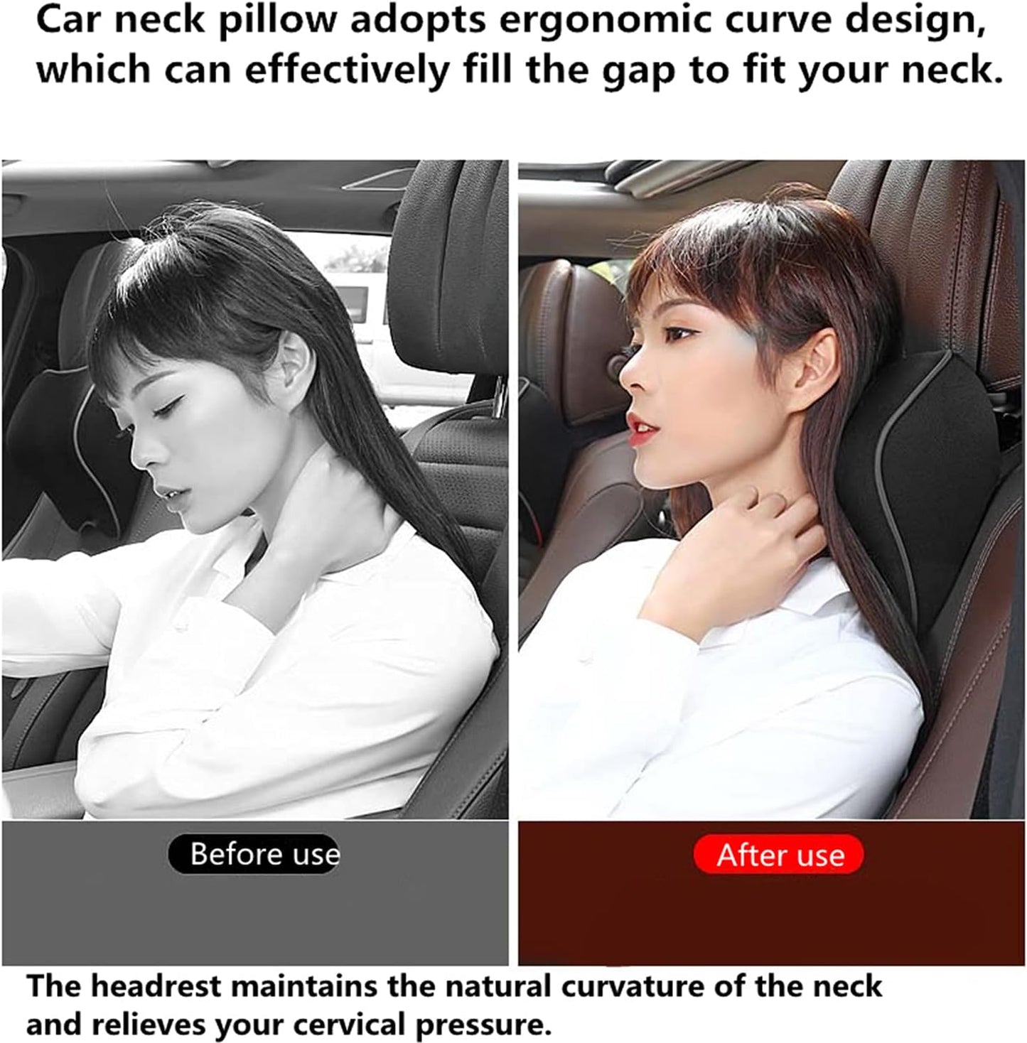 Car Seat Neck Pillow, Headrest Cushion Relieve Neck Pain for & Muscle Tension,100% Memory Foam Neck Support Head Pillow for Ergonomic Design