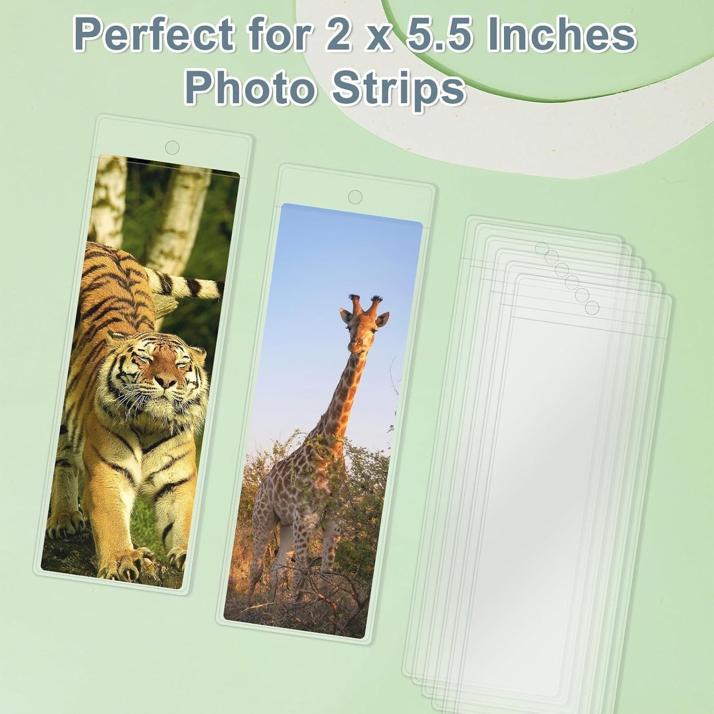 100 Pack Bookmark Sleeves Clear, Plastic Holders for 5.5 x 2 Inches Bookmark Bulk, Blank Cover for Photo Booth, Reading and Office Use