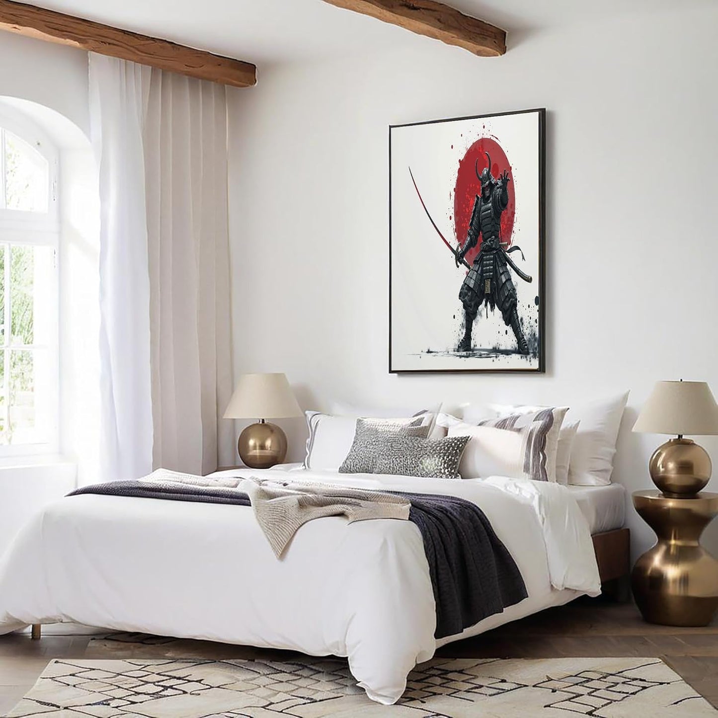 GDJSMIN Japanese Style Wall Art, Ghost Warrior Silhouette Poster for Reading Room Living Room Decor 24 x 36 inch Unframed