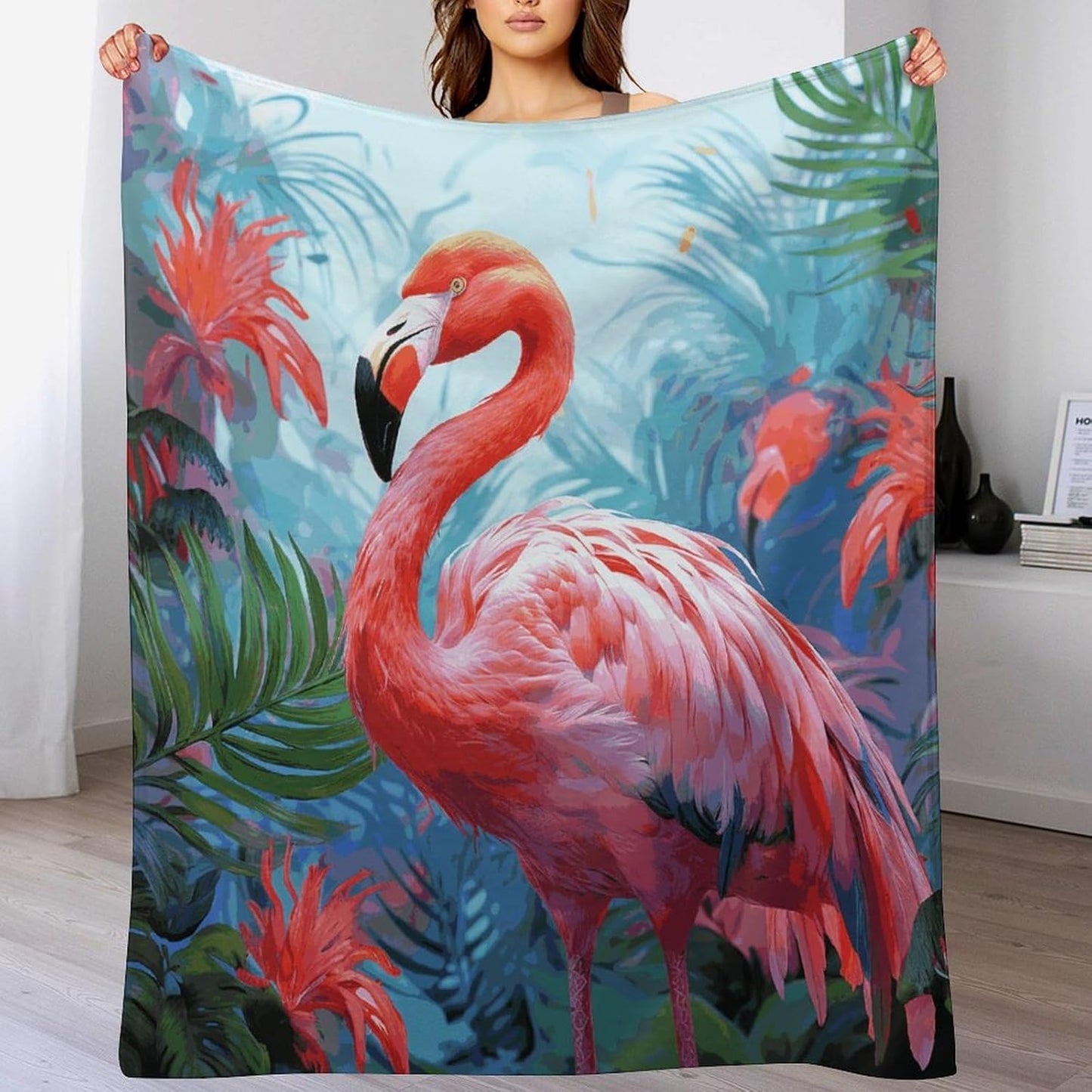 Painted Flamingo Blanket Super Soft Lightweight Throw Blanket Cute Cozy Warm Bed Blanket Decorative Fuzzy Blanket All-Season Home Decor Gift for Sofa Couch Living Room 30"*40"（76 * 100cm）