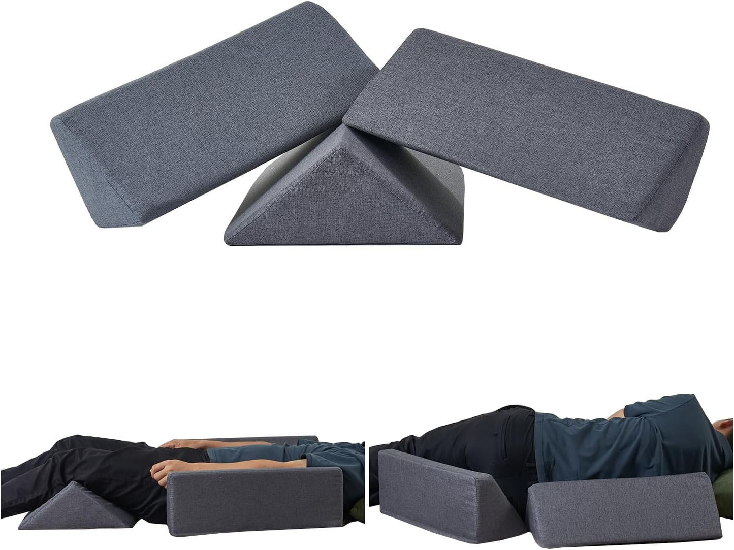 SAMTY Bed Wedges & Body positioners for Elderly/Seniors Side Sleeper(3 in 1) Triangle Bed Wedge Pillow for Back Pain Relief Wedge Pillow Set for After Surgery