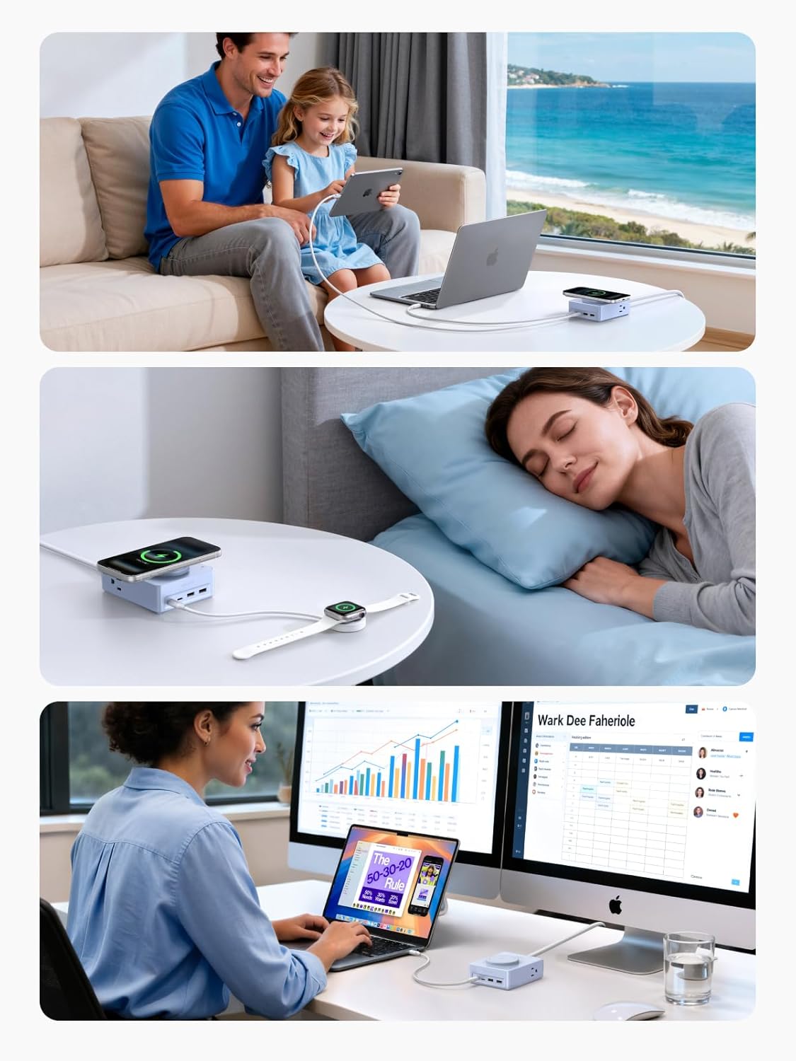 UGREEN Power Strip Surge Protector with 4 Power Outlets, 15w Wireless Charger, 20W PD3.0 USB C Fast Charging, 2 USB-C Ports, 2 USB A Ports, Desk Charging Station for Office, Conference, Home Use