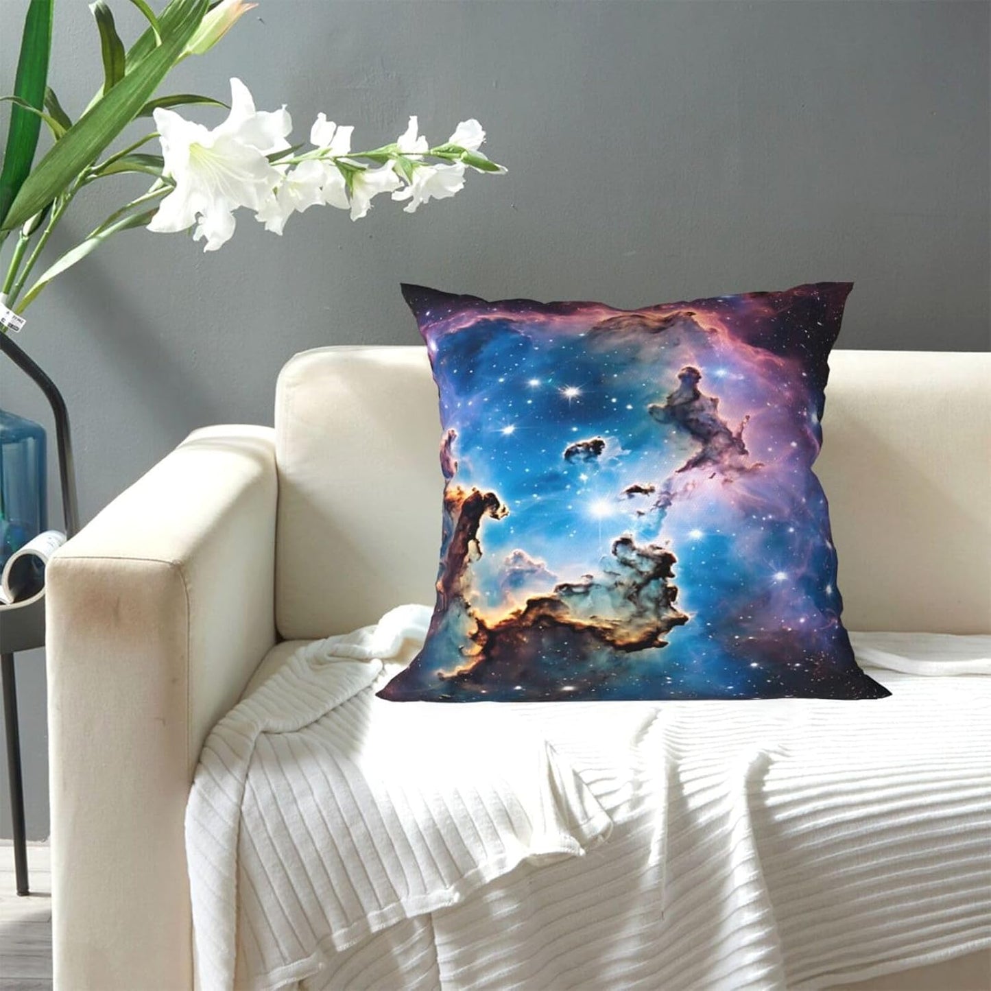 All-Season Square Pillow Covers 18"X18", Colorful Galaxy, Decorative Throw Pillow Covers for Sofa Bed Couch, Hidden Zipper Cushion Cover, Square Lumbar & Accent Pillowcases for Home Decor