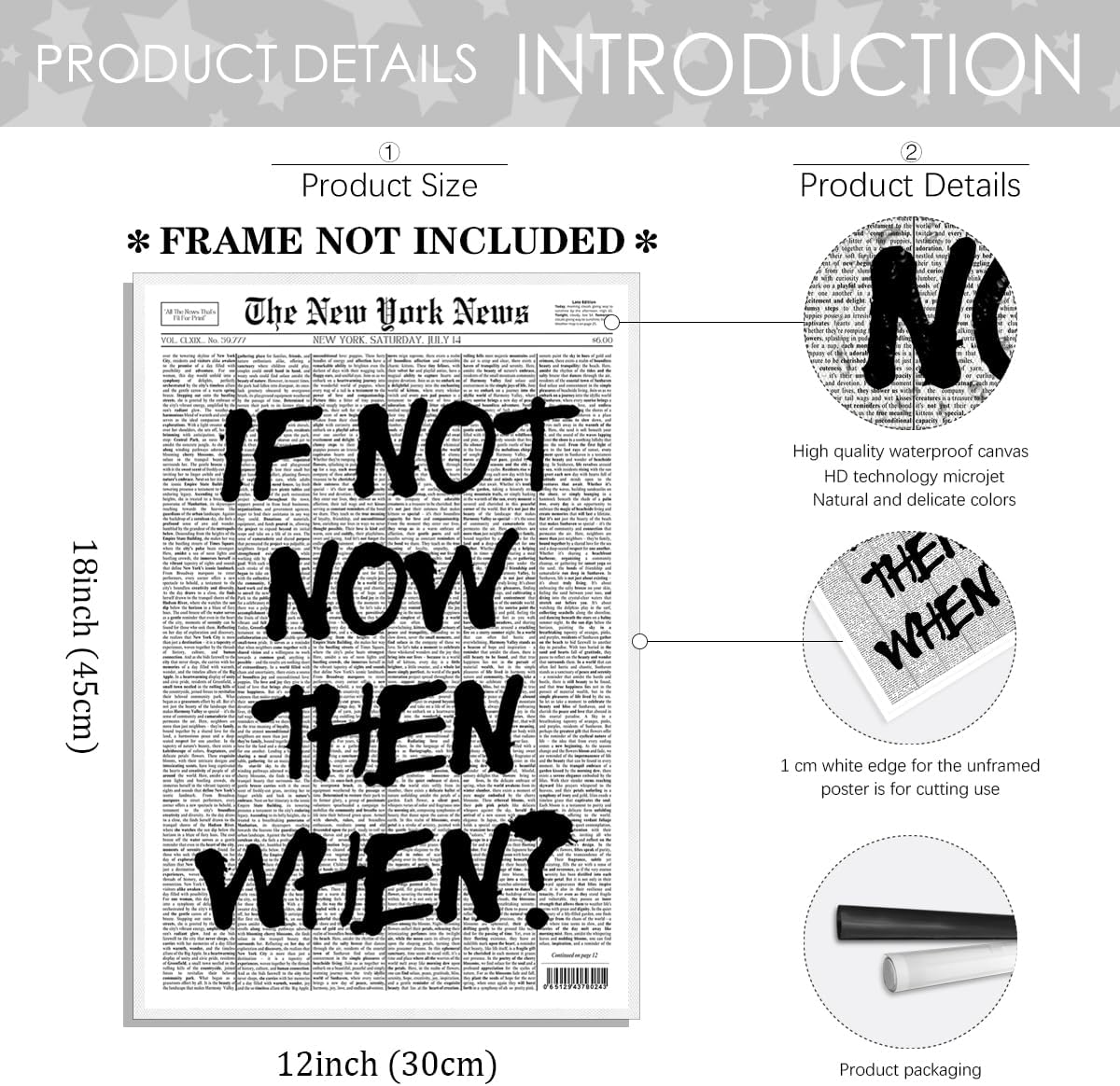 Positive Affirming Quotes Posters Black and White Wall Art If Not Now Then When Retro Apartment Bedroom Decor12x18inch Unframed