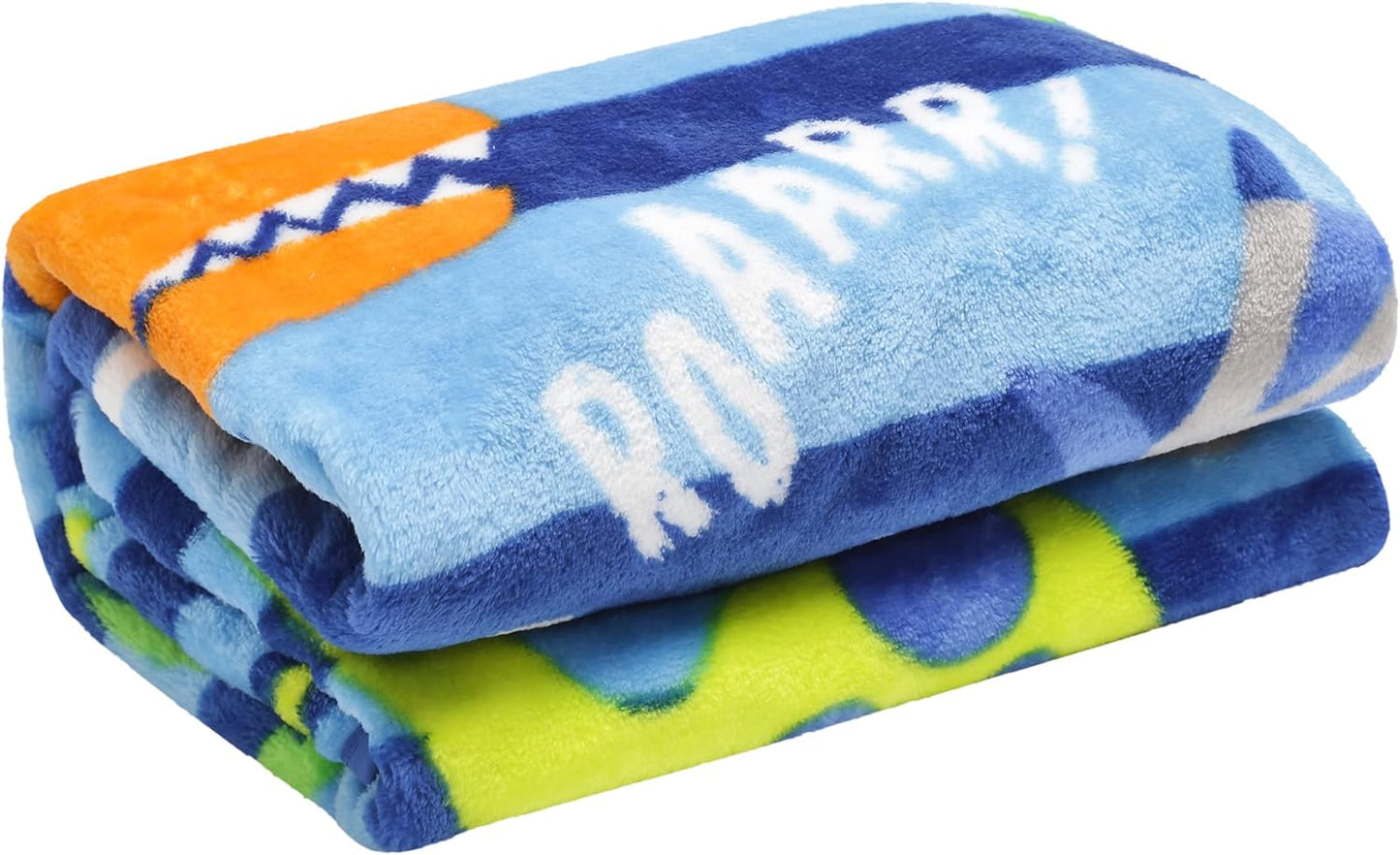 EVERYDAY KIDS Toddler Throw Blanket - 30" by 40" - Roarin Dinos - Super Soft, Plush, Warm and Comfortable