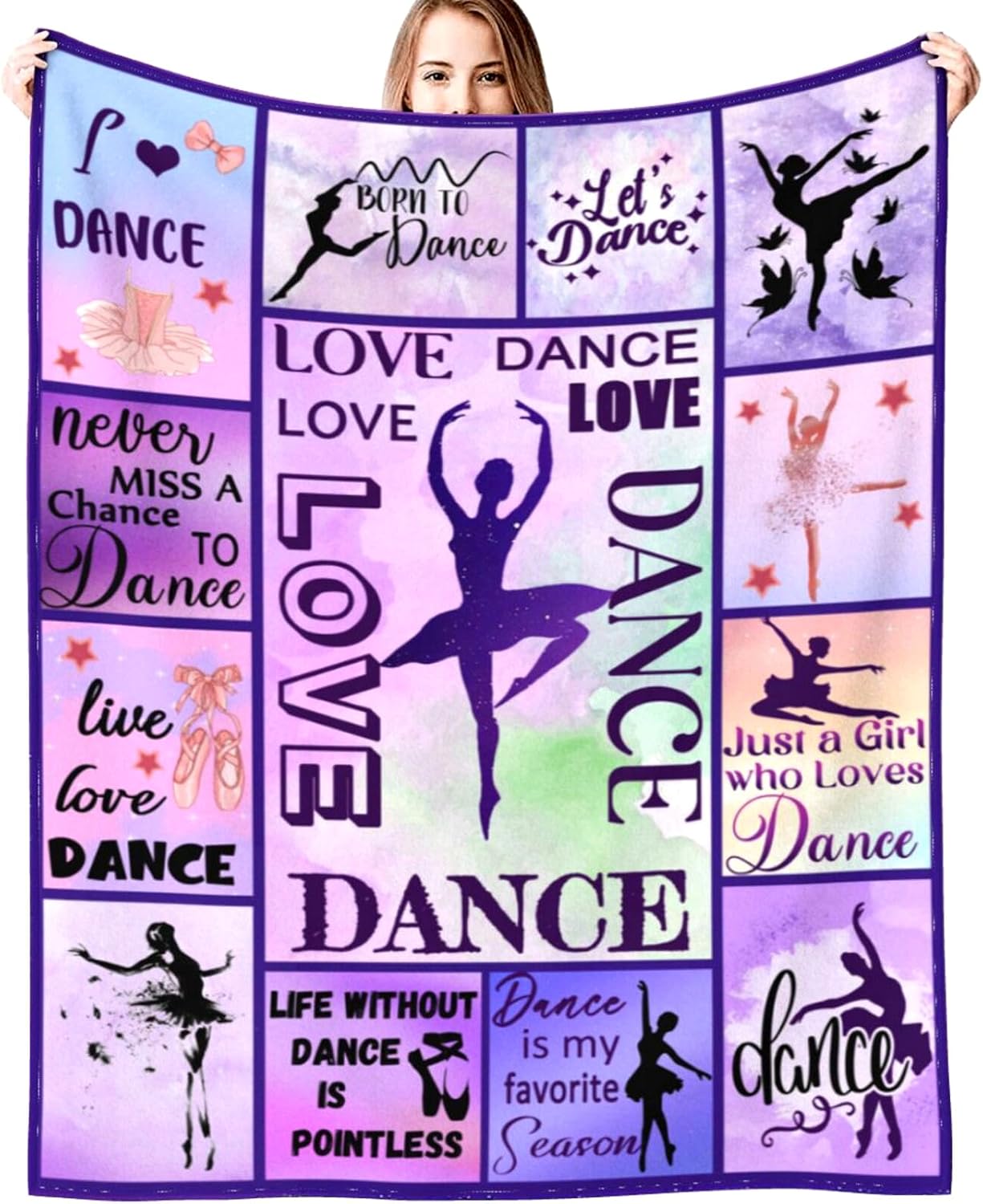 Dancer Gifts Blanket Dance Life Flannel Fleece Throw Blankets for Sofa Couch Bed Office All Season 50"X40"