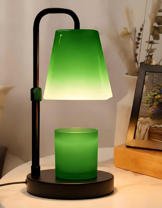 Candle Warmer Lamp with Timer Electric Wax Warmer for Scented Wax Melt Warmer Melter for Jar Candles Dimmable Adjustable Height Gifts for Women Mom House Warming Frossted Glass Green