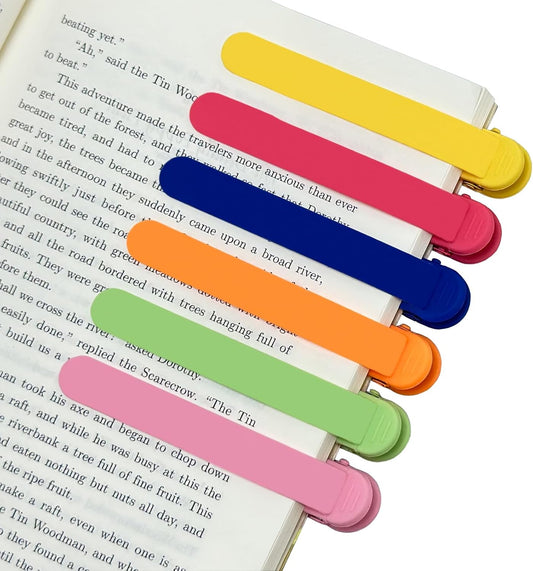 6pcs Automatic Bookmark, Silicone Book Marks for Reading Women, Men, Kids, Book Lovers, Cute Unique Book Markers for Reading, Reading Accessories Gifts for Book Lovers