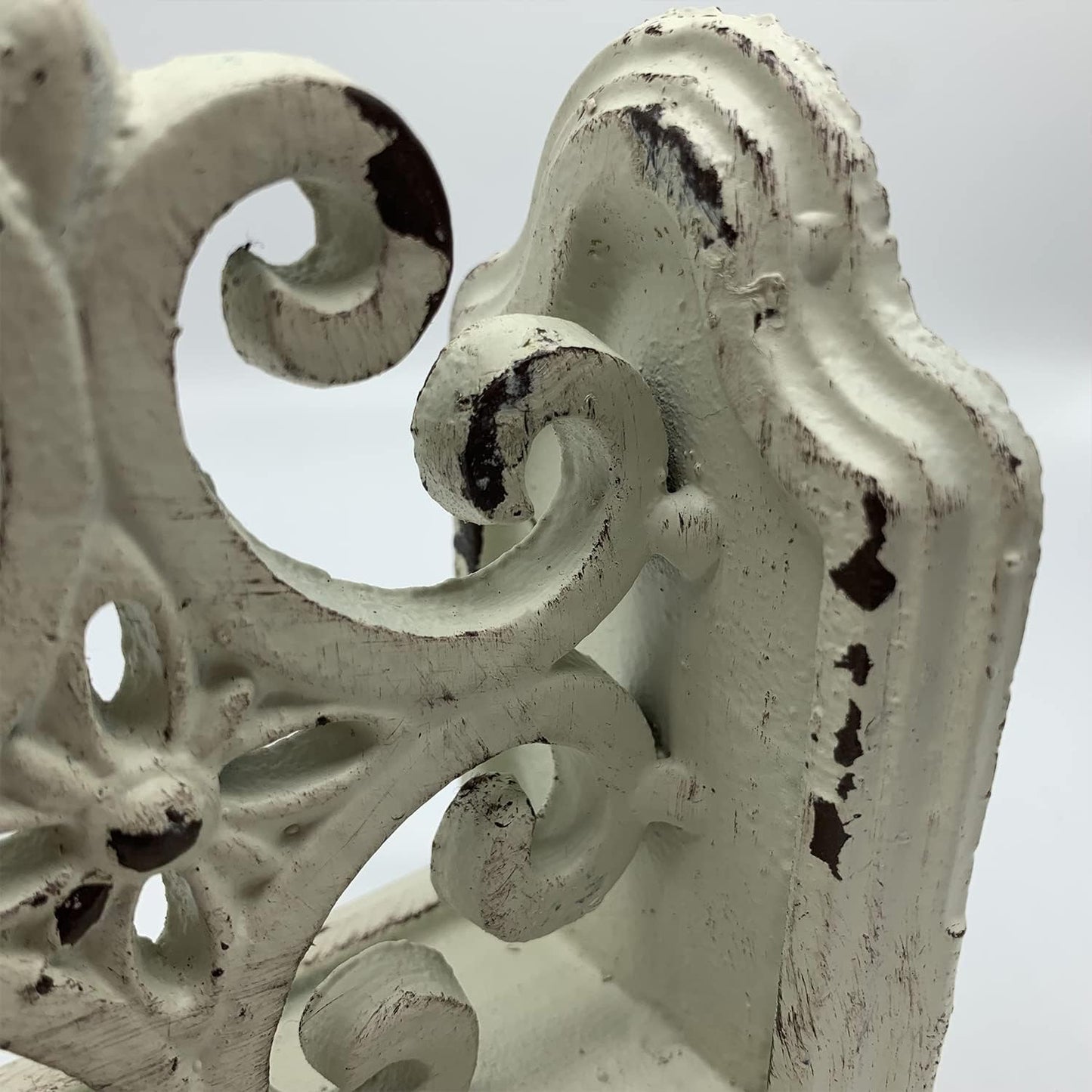 Decorative Bookends, Cast Iron Book Ends for Shelves, Set of 2 Heavy Duty Bookend Supports Book End Book Holder (Antique White)