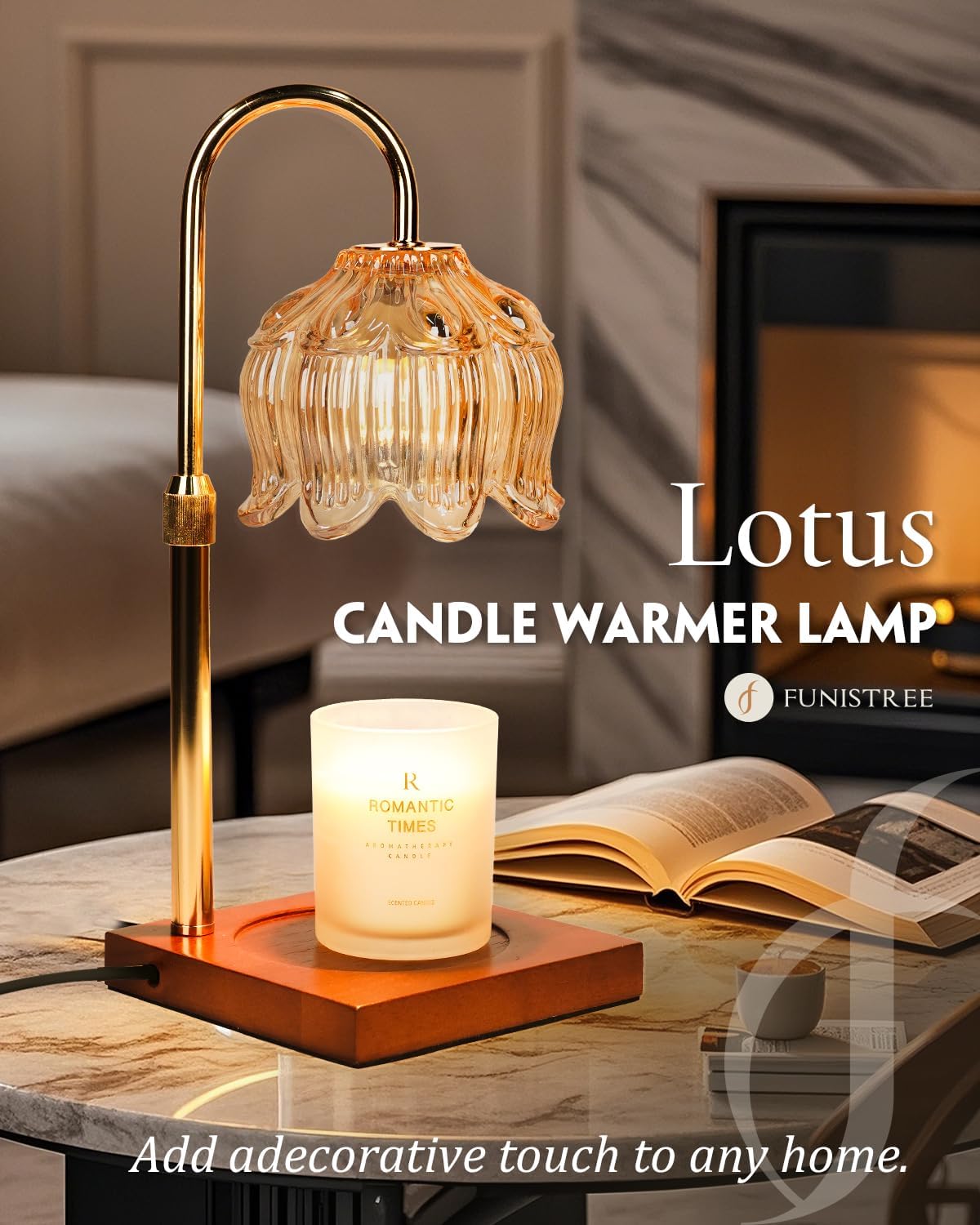 Flower Candle Warmer Lamp with Timer & Dimmer, Adjustable Height Candle Warmer, Birthday Gifts for Women Mom, House Warming New Home Decor, Wax Warmer with 2 Bulbs for Jar Candles