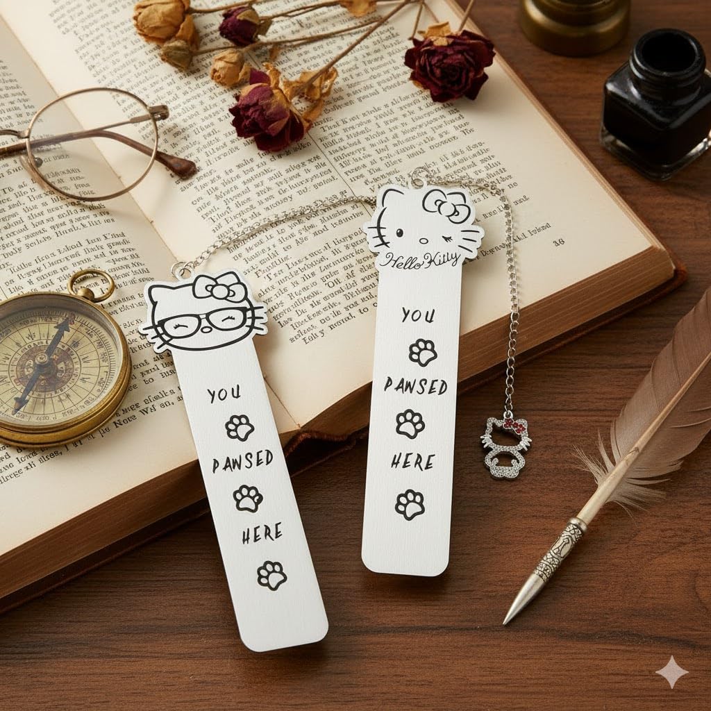 Cartoon Anime Cat Metal Bookmark,Cute Kawaii Reading Bookmark,Christmas Unique Gifts for Women Book Lovers