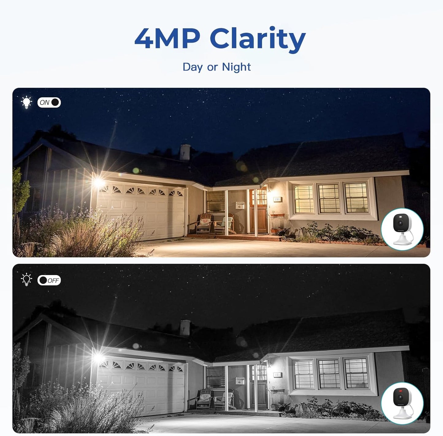 4MP Indoor Cameras for Home Security Outdoor, Home Security Camera System, 2.4g/5g Camera for House/Elder/Dog/Pet/Baby, Plug and Play, Support Card/Cloud (Not Included), Wired, 2PCS