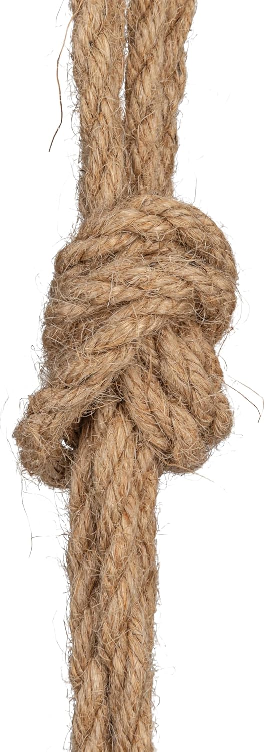 Creative Co-Op Large Stoneware Hanging Planter with Jute Rope Hanger and Distressed Volcano Finish, White