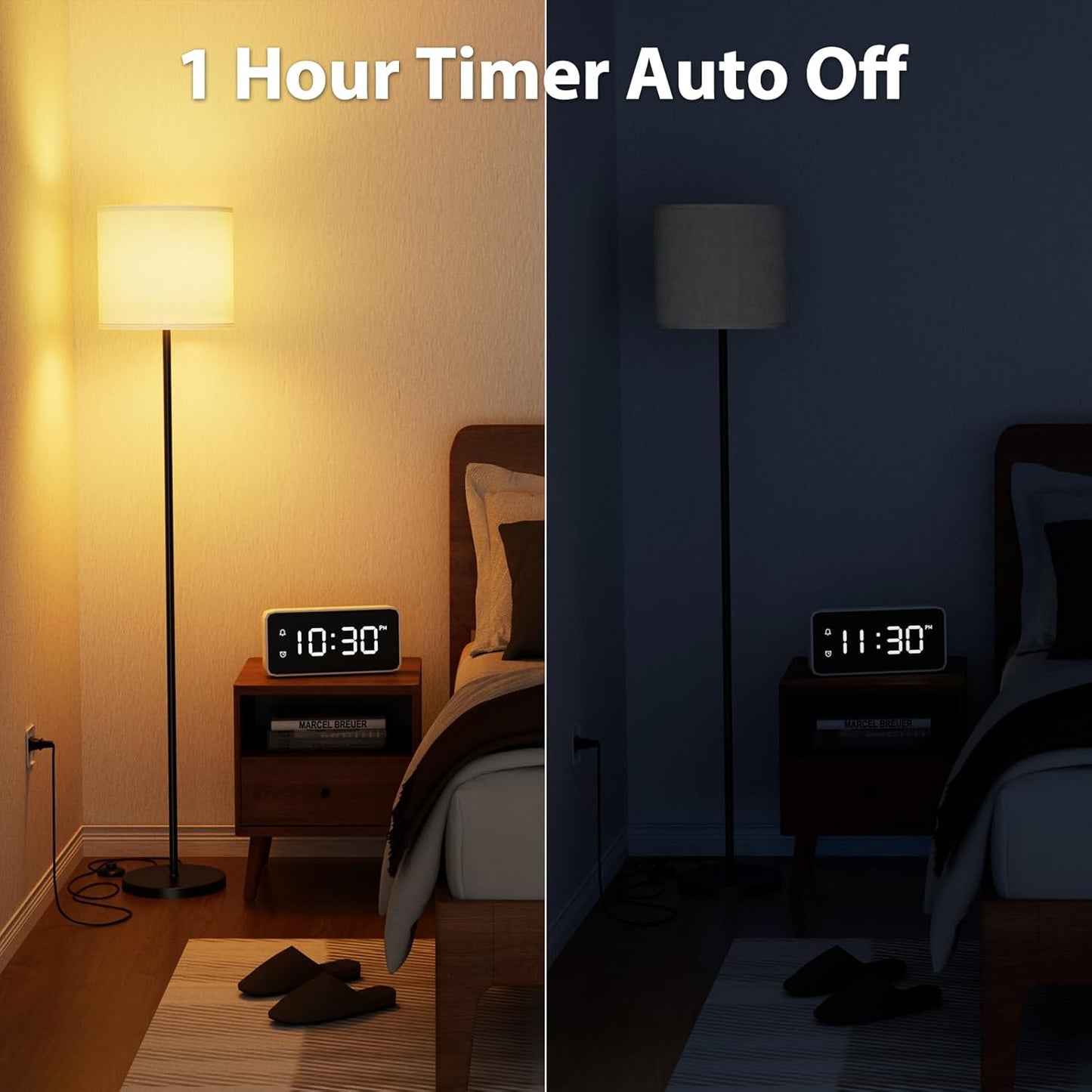 Keepsmile Dimmable Floor Lamps for LivingRoom with 12W LED Bulb, Foot Switch, Remote Custom Color Temperature Floor Light, Linen Shade Standing Lamps, Modern Tall Lamp for Office Bedroom Kid Room