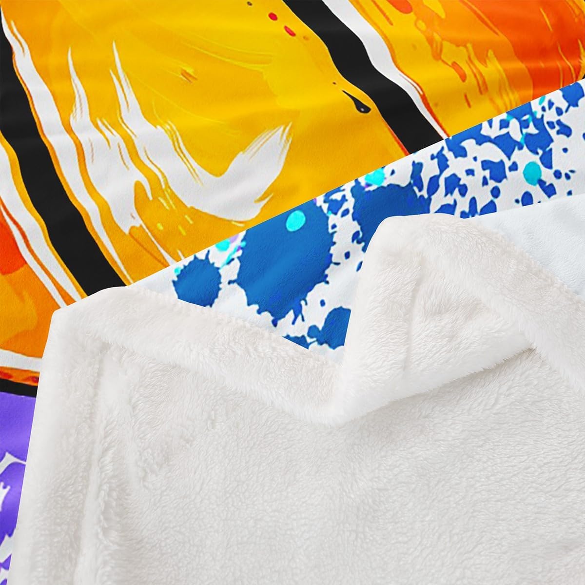 Watercolor Tie-dye Throw Blanket Cartoon Basketball Print Fleece Blanket Youthful Bed Blanket for Couch or Bed Sports Gaming Blanket Soft Warm Lightweight for Kids Adults Women Gift(Throw 50"x60")