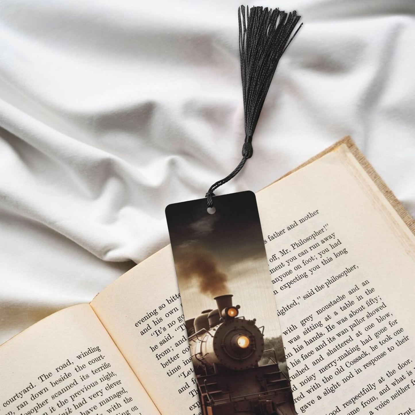 5 Pieces Wooden Bookmark for Men Women Book Markers Craft Unique Handmade Book Marks with Tassel Pendant Train and Railway Wood Bookmark for Book Lovers Teachers Birthday Gift