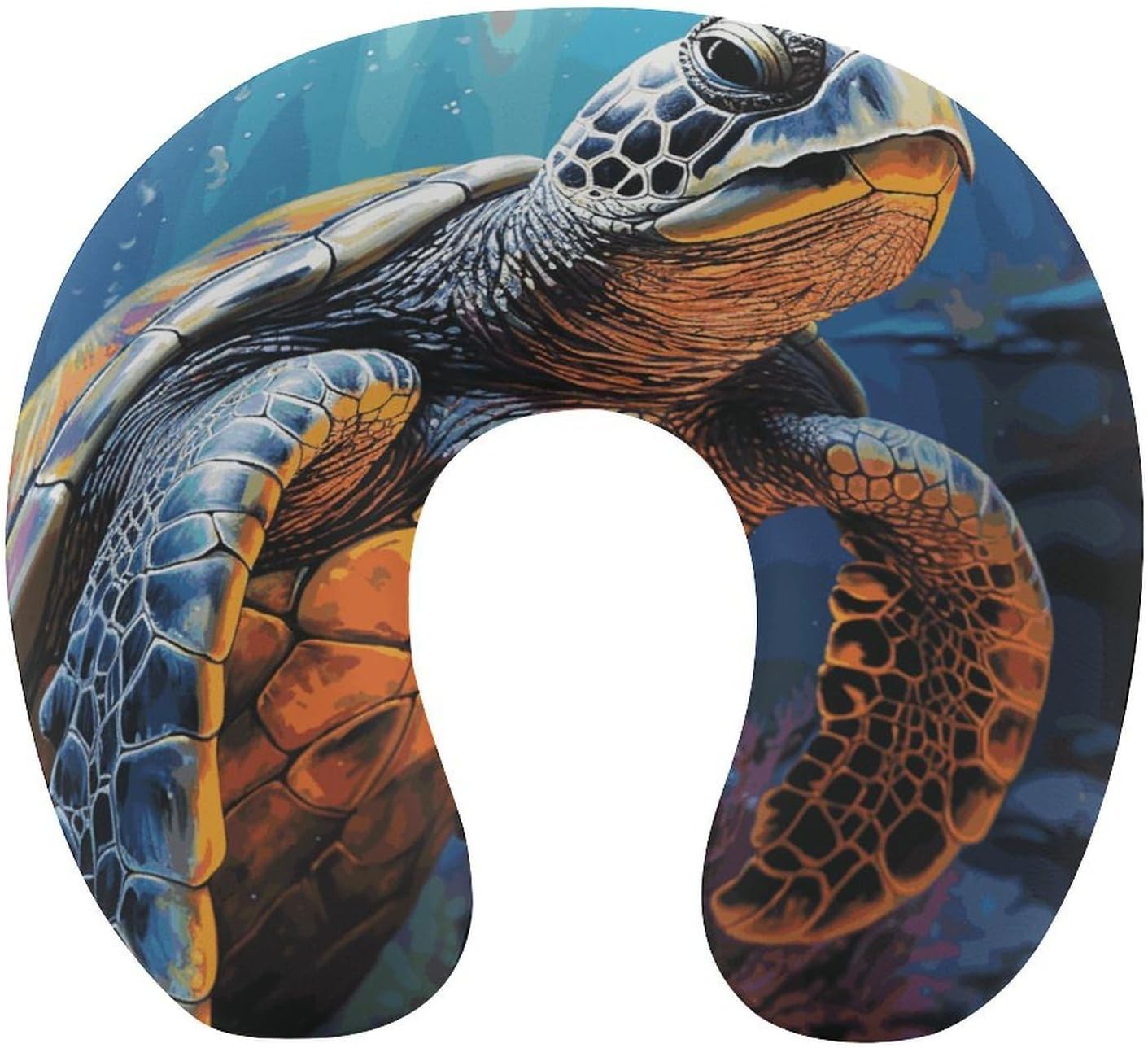 Painted Sea Turtle Neck Pillow Memory Foam U Shaped Pillows Portable Pillows for Shoulder Travel Head Support Pillow with Concealed Zipper for Airplane Car Home Office