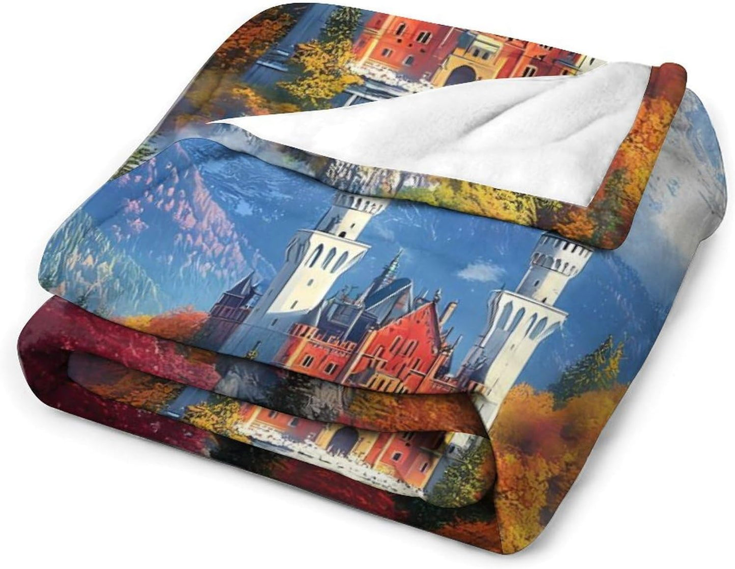 Schloss Neuschwanstein Throw Blanket for Couch Bed Plush Cozy Fuzzy Flannel Blanket for All Season 30"x40"