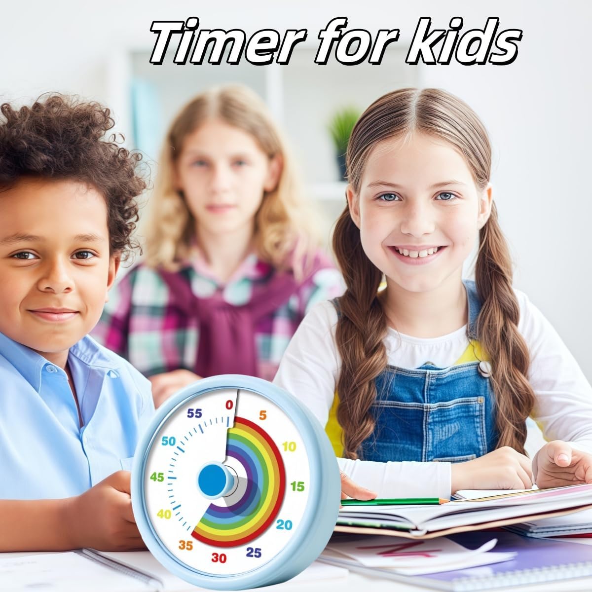 Visual Timer for Kids, 60 Minute Time Timer Kids Timer for Classroom Home Office, Countdown Timer for Cooking Teaching Working Meeting, Pomodoro Timer Kitchen Timer (Blue)