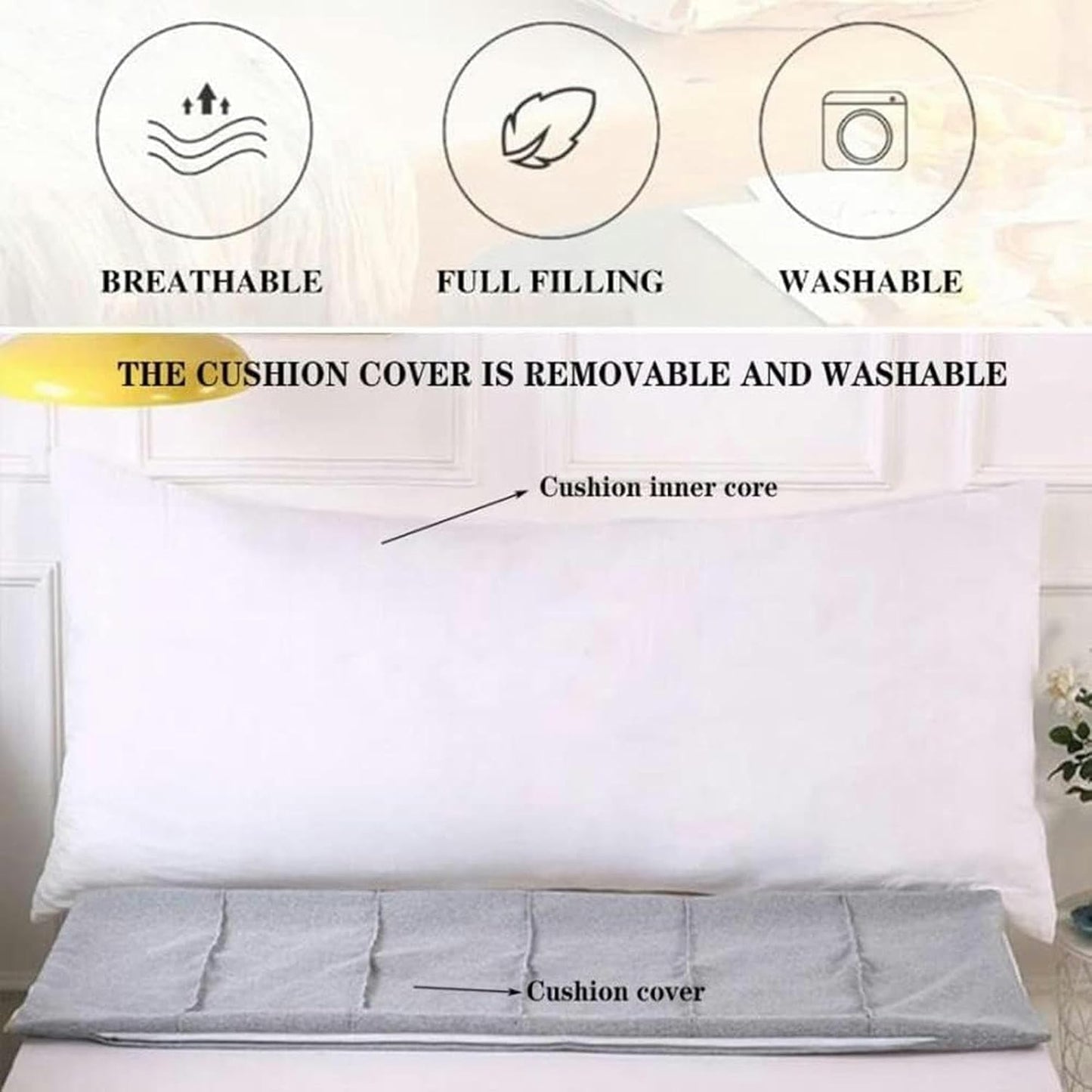 Soft Reading Bed Rest Pillow, Large Wedge Removable Pillow Twin Full Queen King Bunk Bed Cusion Backrest Support Cushion Bed Rest Pillows(Rose red,180 * 20 * 75cm)