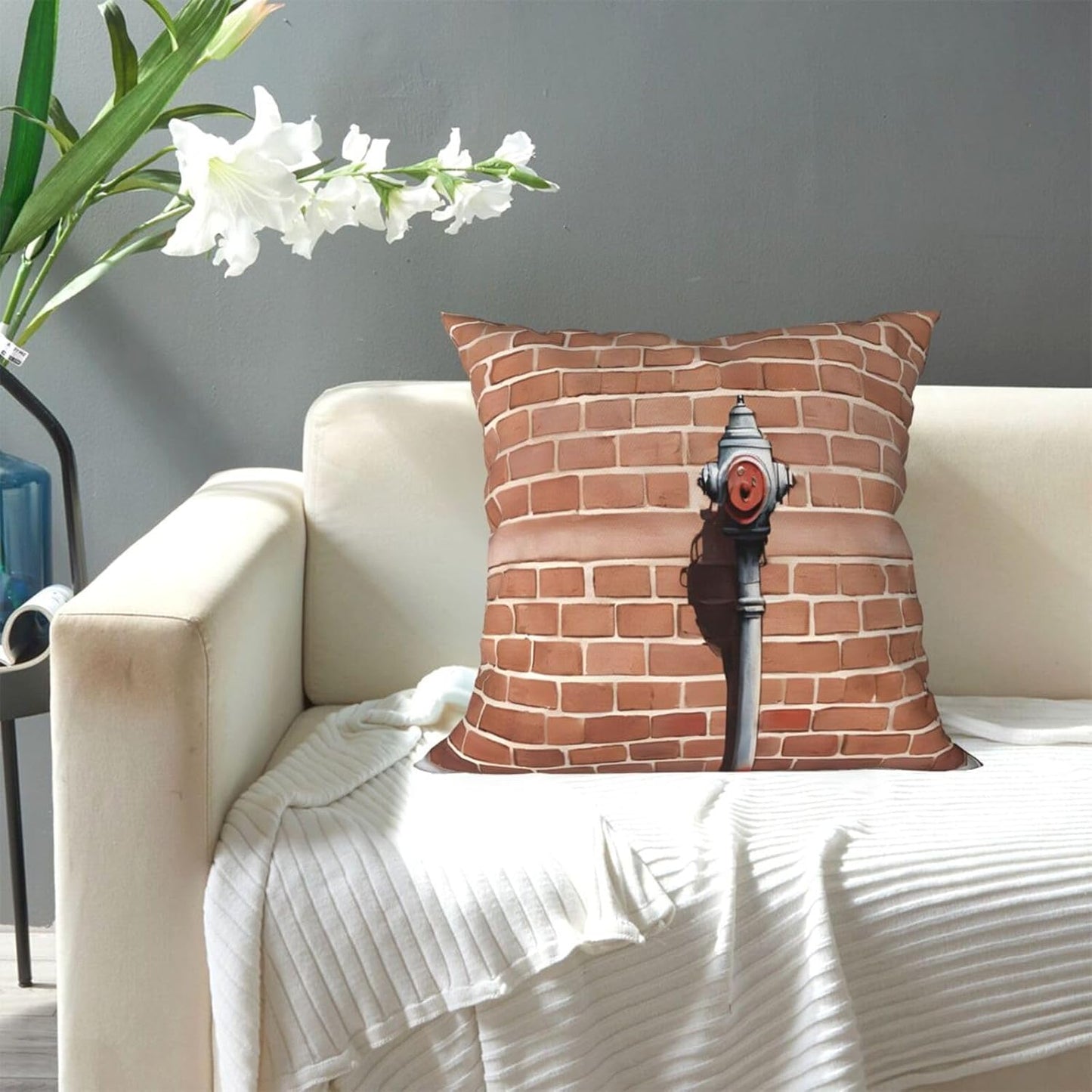 All-Season Square Pillow Covers 18"X18", Industrial Brick Wall, Decorative Throw Pillow Covers For Sofa Bed Couch, Hidden Zipper Cushion Cover, Square Lumbar & Accent Pillowcases For Home Decor