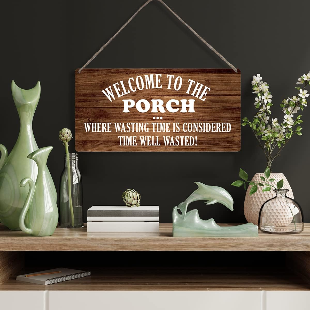 Country Style Wall Art Farmhouse Welcome to the Porch Wooden Signs Rustic Hanging Wall Plaque Sign Home Porch Outdoor Decor Present