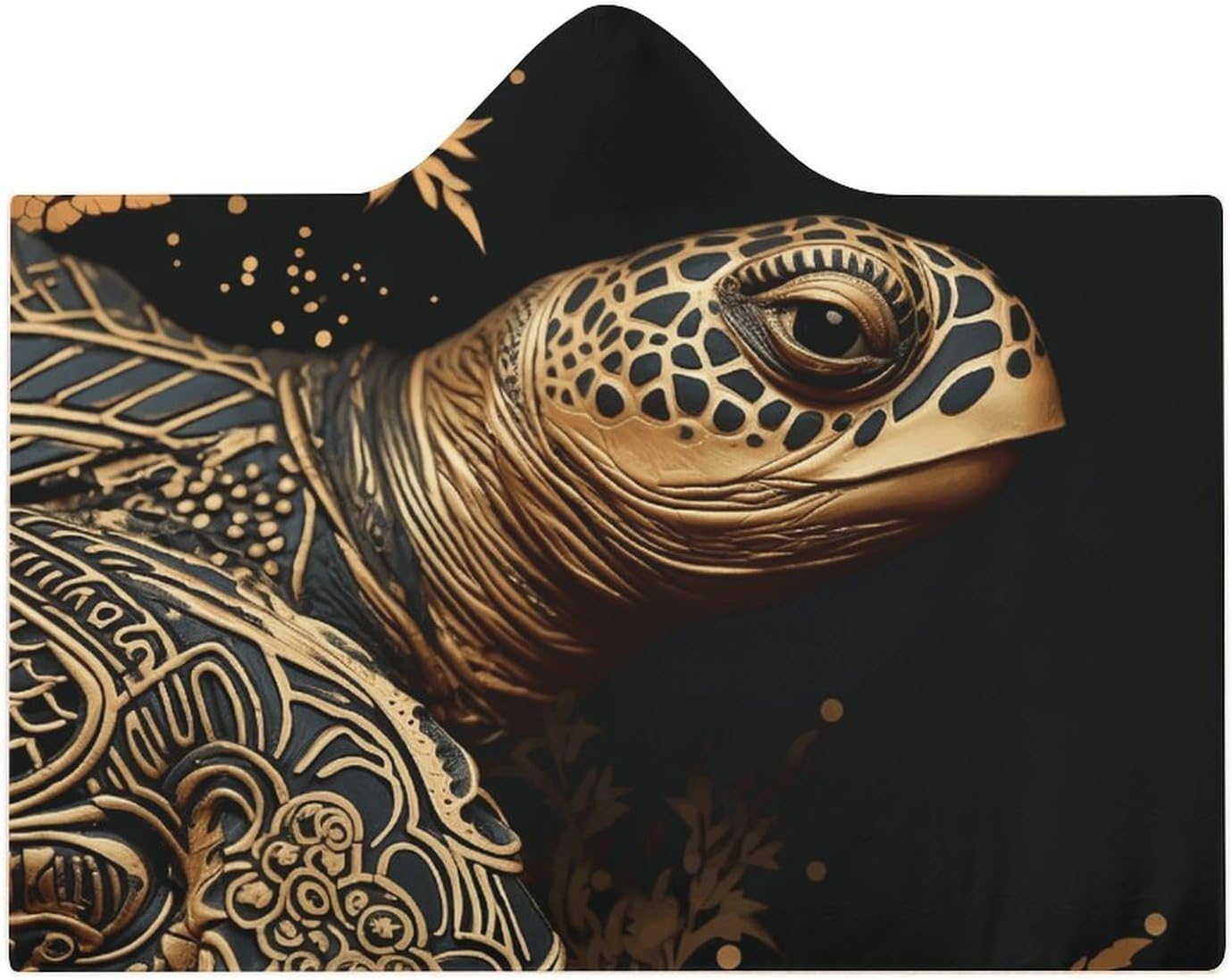 Gold Sea Turtle Wearable Blanket Hoodie for Adults Oversized Fleece Hooded Sweatshirt Wrap Soft Cozy
