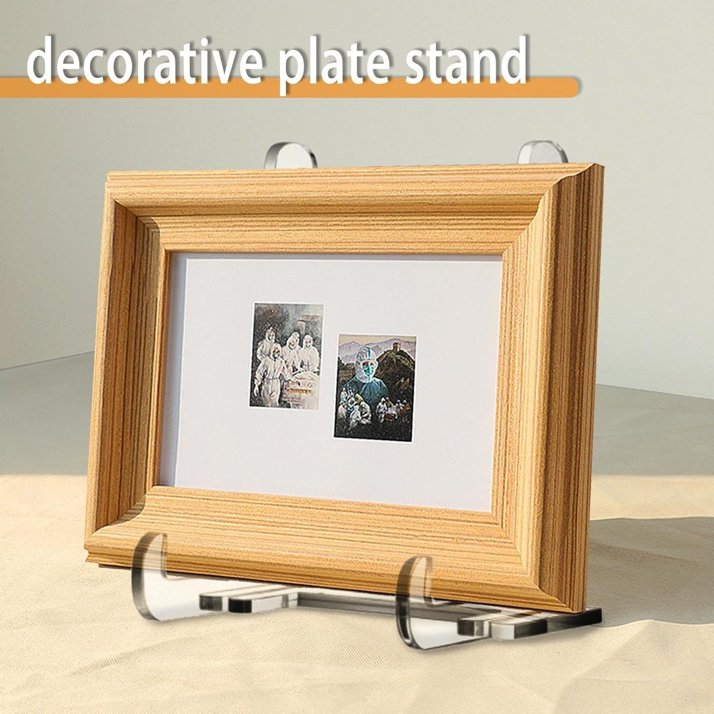 Clear Easel Stand - Acrylic Tabletop Book Holder, Frame and Picture Bracket, Decorative Plate Platter Display, Sturdy Home Kitchen School Organizer, Premium Display Stand for Art & Decor 12x10.5x15cm