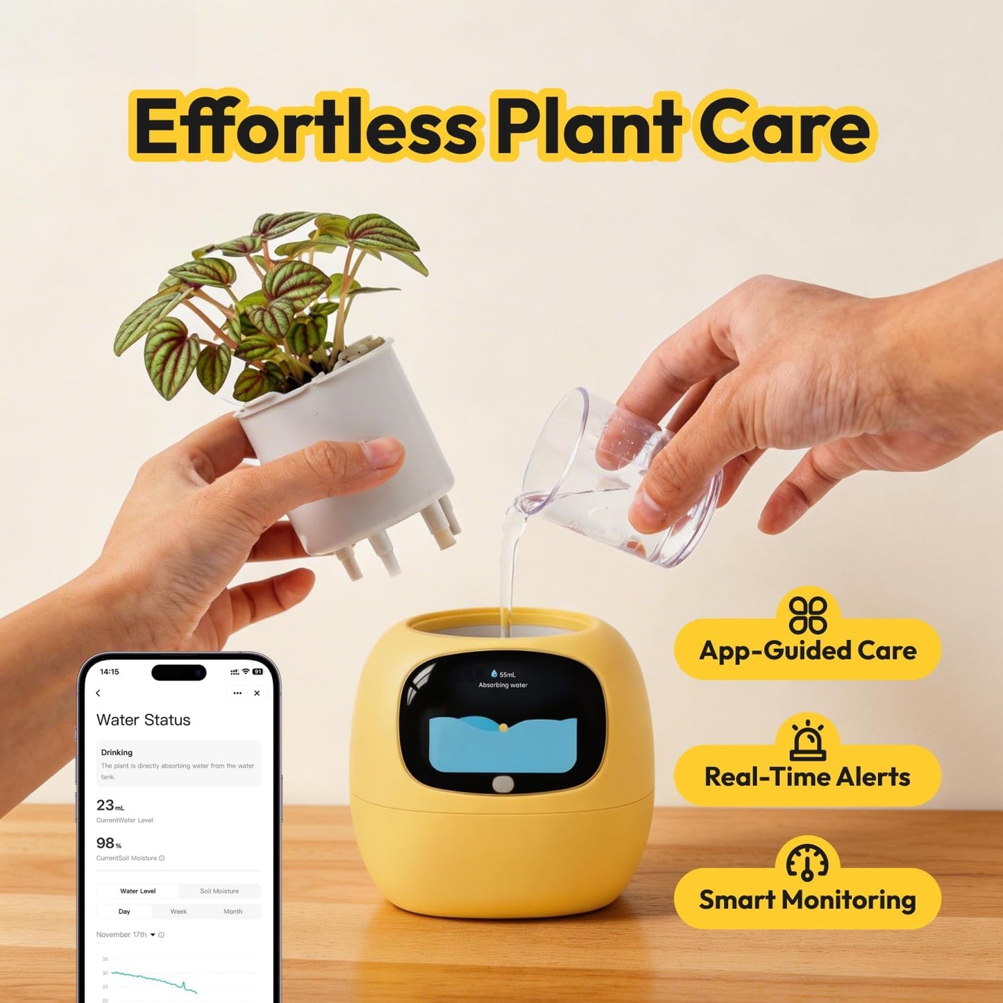 Ivy Interactive AI Desk Companion, Smart Plant Pet with 100+ Expressions, Cute Indoor Planter for Office Decor, Unique Gift for Plant Lovers & Coworkers(Violet)