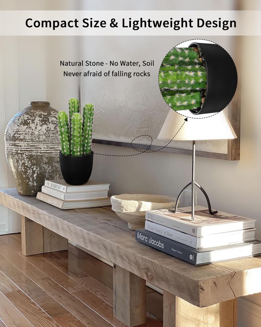 Artificial Cactus Plants 9.3 inch Small Faux Cactus Plants Indoor Fake Desert Cacti Succulents Plants Artificial Plant Indoor with Pot Cactus Decorations for Home Decor Office Desk Tabletop Shelf
