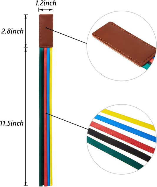 Outus 9 Pieces Bible Ribbon Bookmark Multi Ribbon Page Markers Artificial Leather Bookmark for Books(Colorful Ribbon)