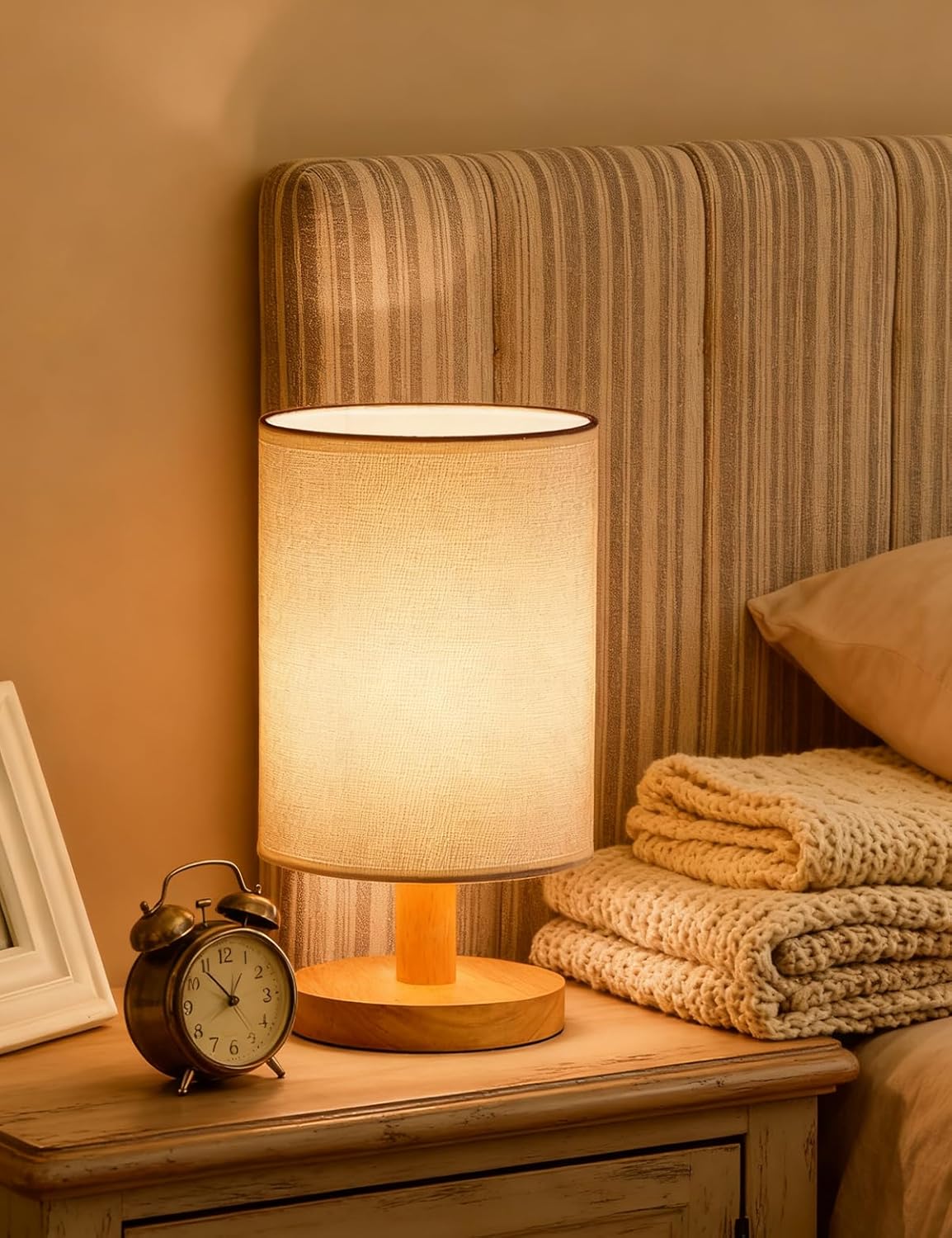 2 Pack Table Lamp, Bedside Lamp Nightstand Lamp, 3000K Warm Light Desk Lamp, USB Powered LED Reading Lamp, Boho Vintage Small Lamp for Bedroom Living Room Office Dorm Dresser Bookshelf
