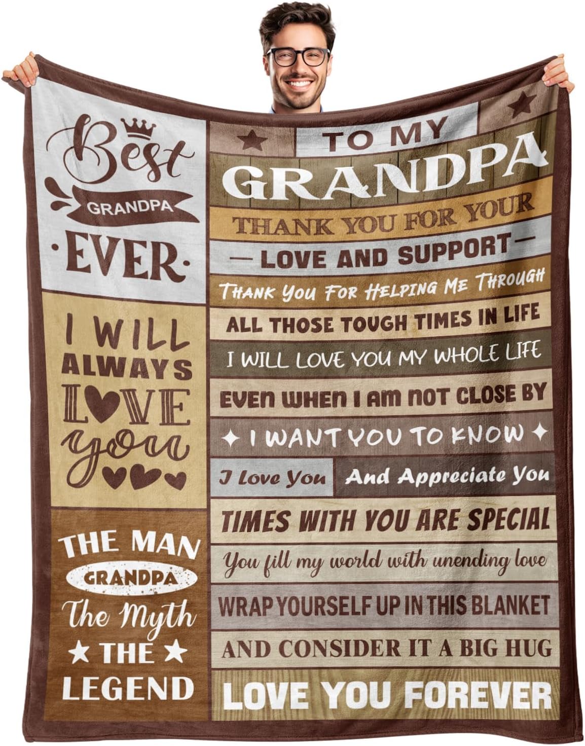Grandpa Gifts - Birthday Gifts for Grandpa - Best Grandfather Gift from Grandkids Granddaughter Grandson - Great Grandfather Ideas - Throw Blanket 50" x 60"